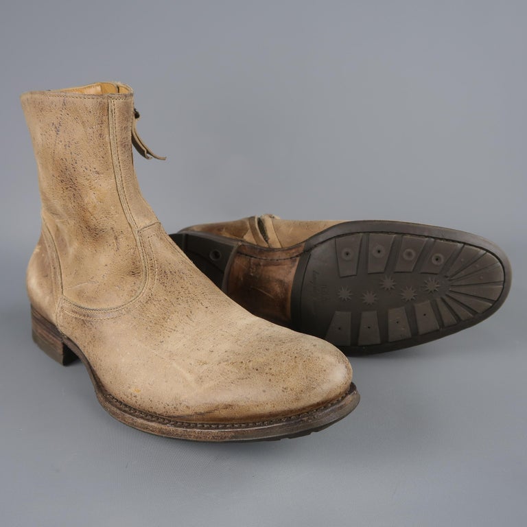 N.D.C. Beige Distressed Leather Rubber Sole Ankle Boots at 1stDibs | ndc  boots, distressed leather ankle boots, n.d.c. boots