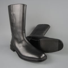 Prada Boots Black Leather Tall Pull On Boots / Shoes