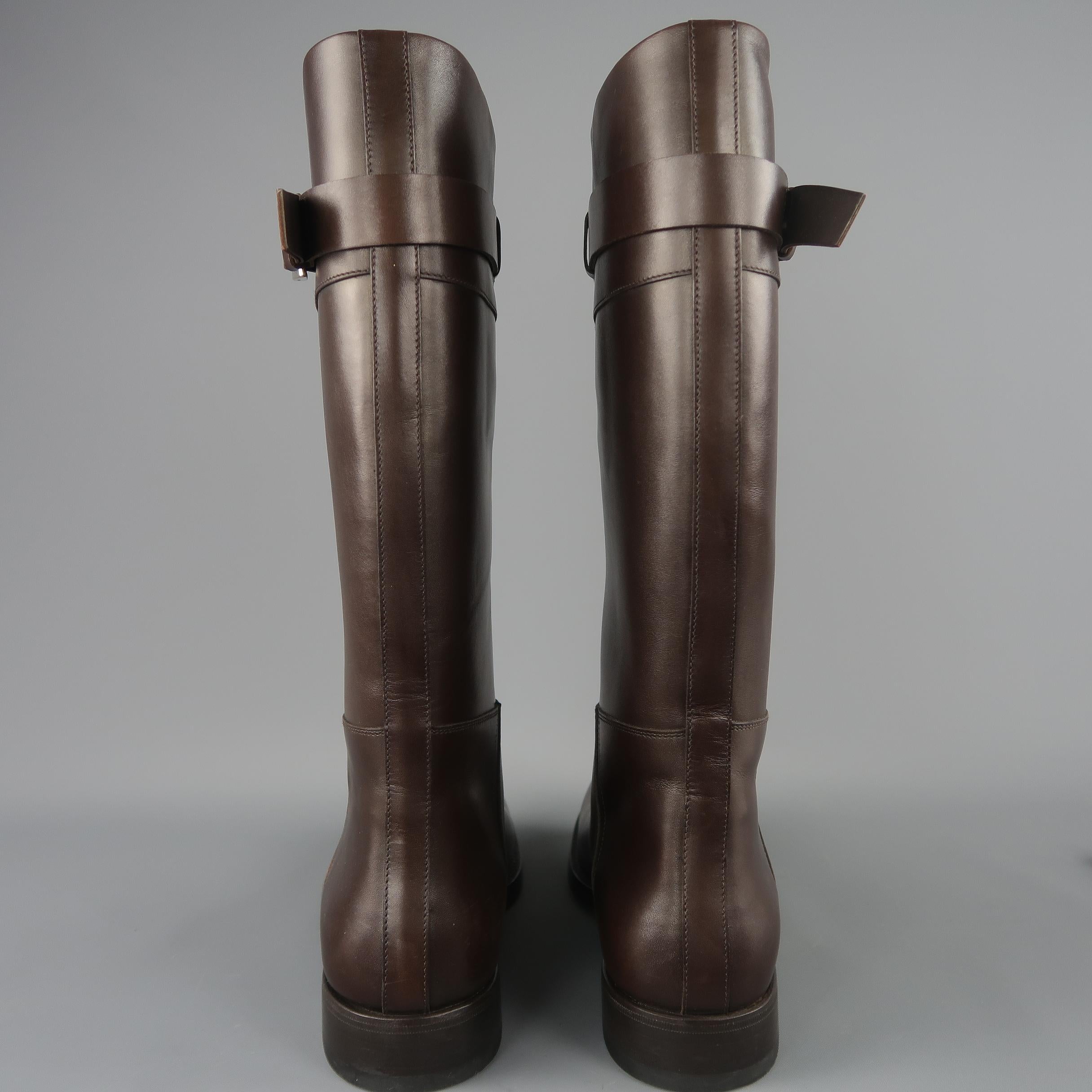 Prada Brown Leather Tall Buckle Men's Boot / Shoe 1