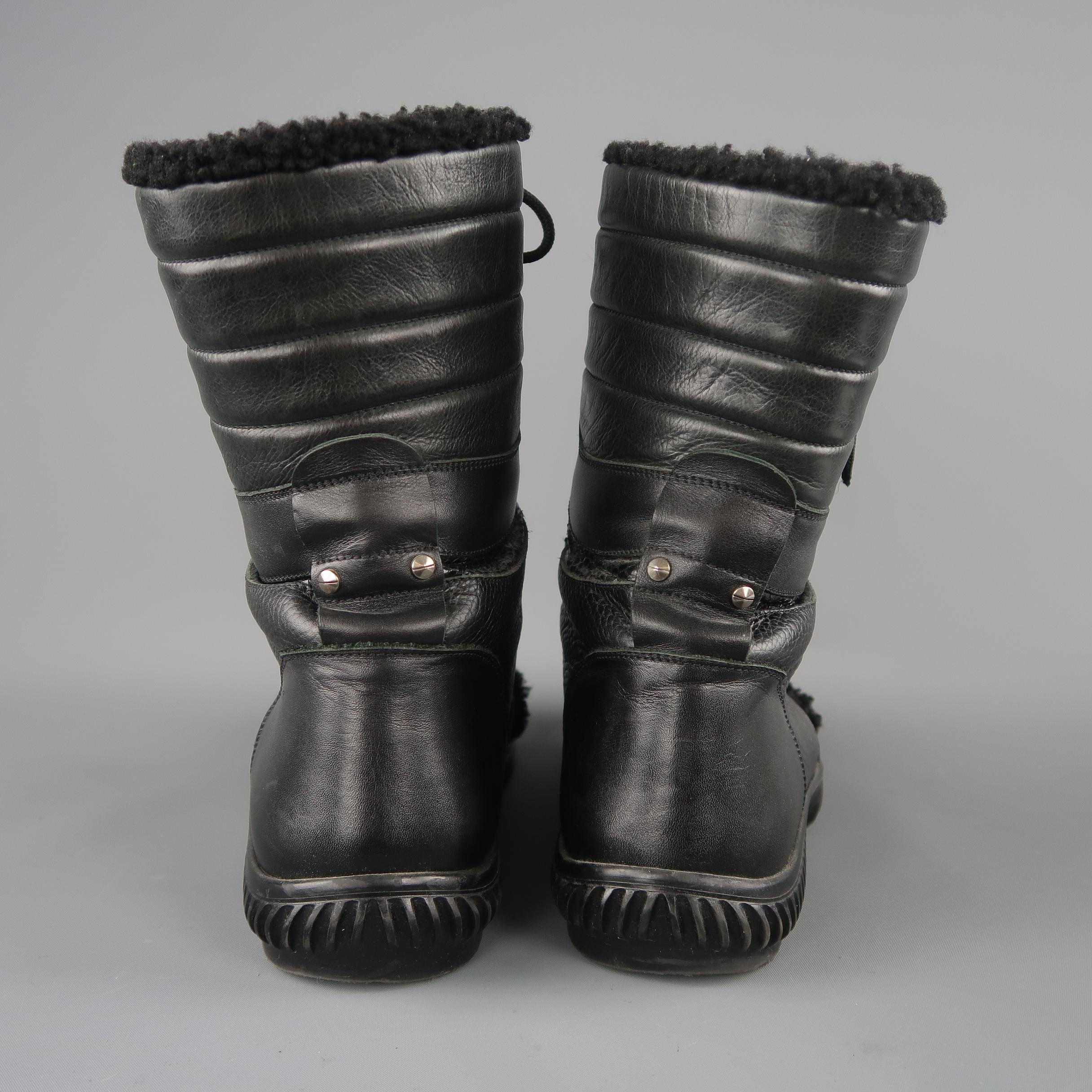 Gucci Black Shearling Lined Leather Duck Boots / Shoes 2