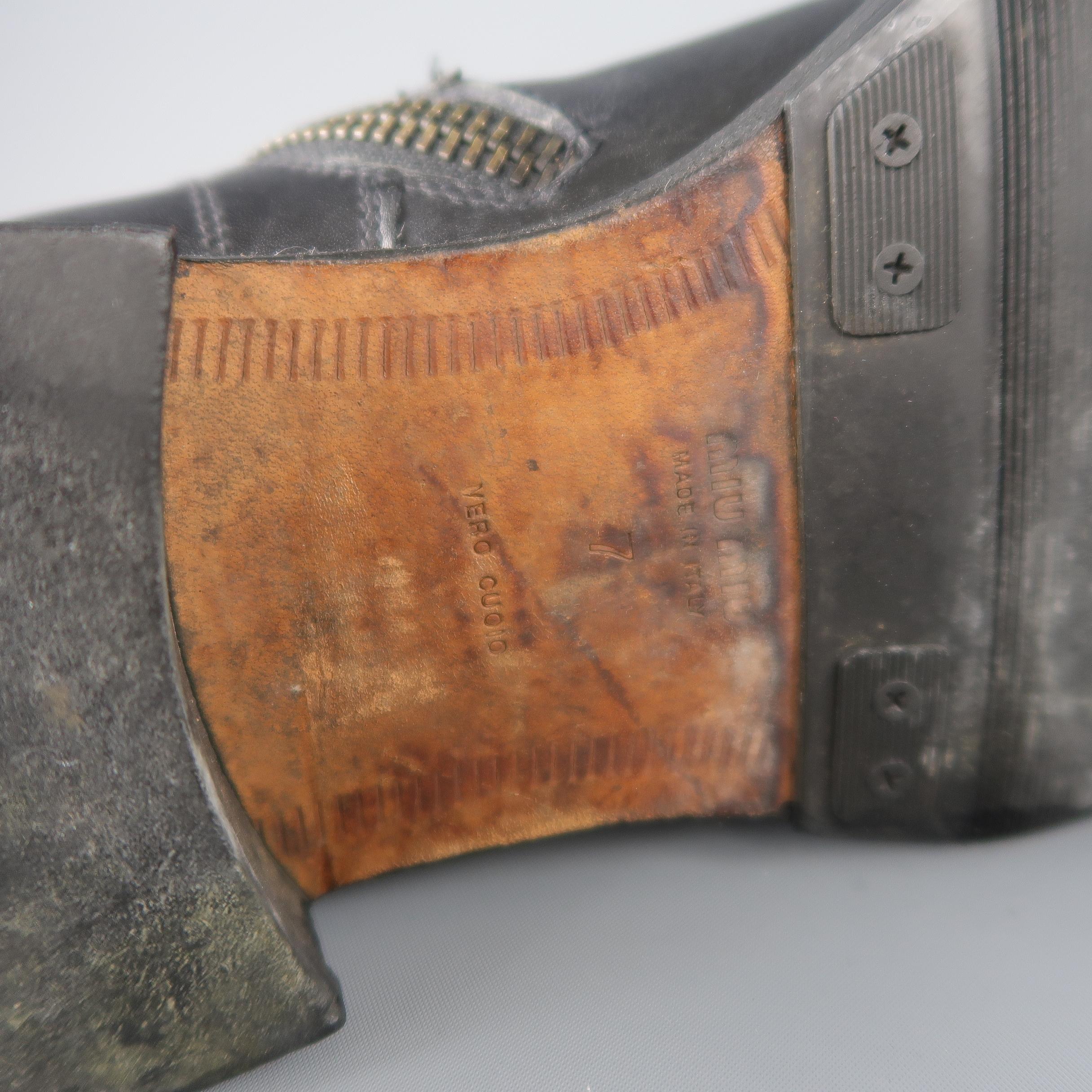 Miu Miu Black Leather Men's Ankle Boots Shoes In Good Condition In San Francisco, CA