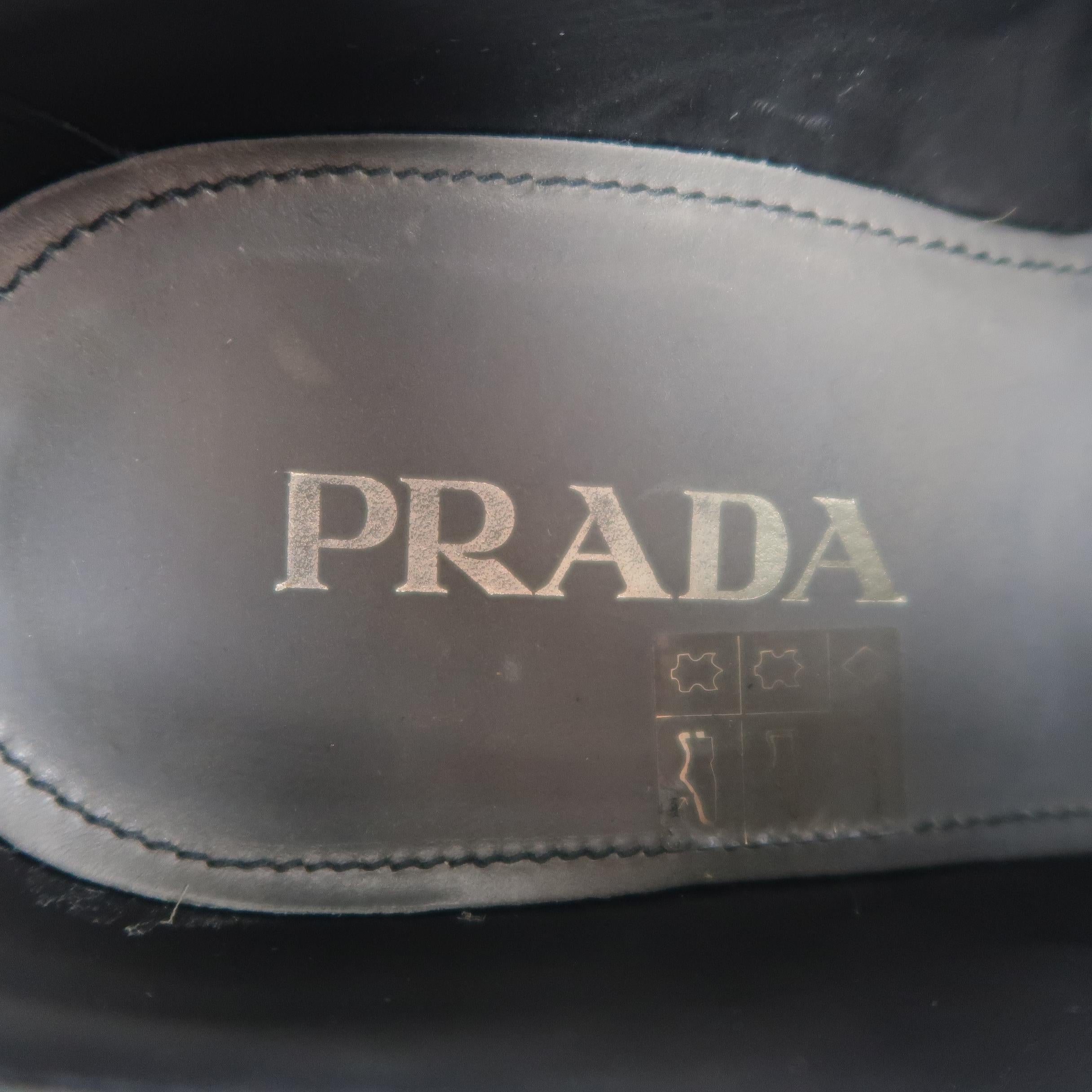 Prada Grey Leather and Nylon Wingtip Lace Up Shoes  2