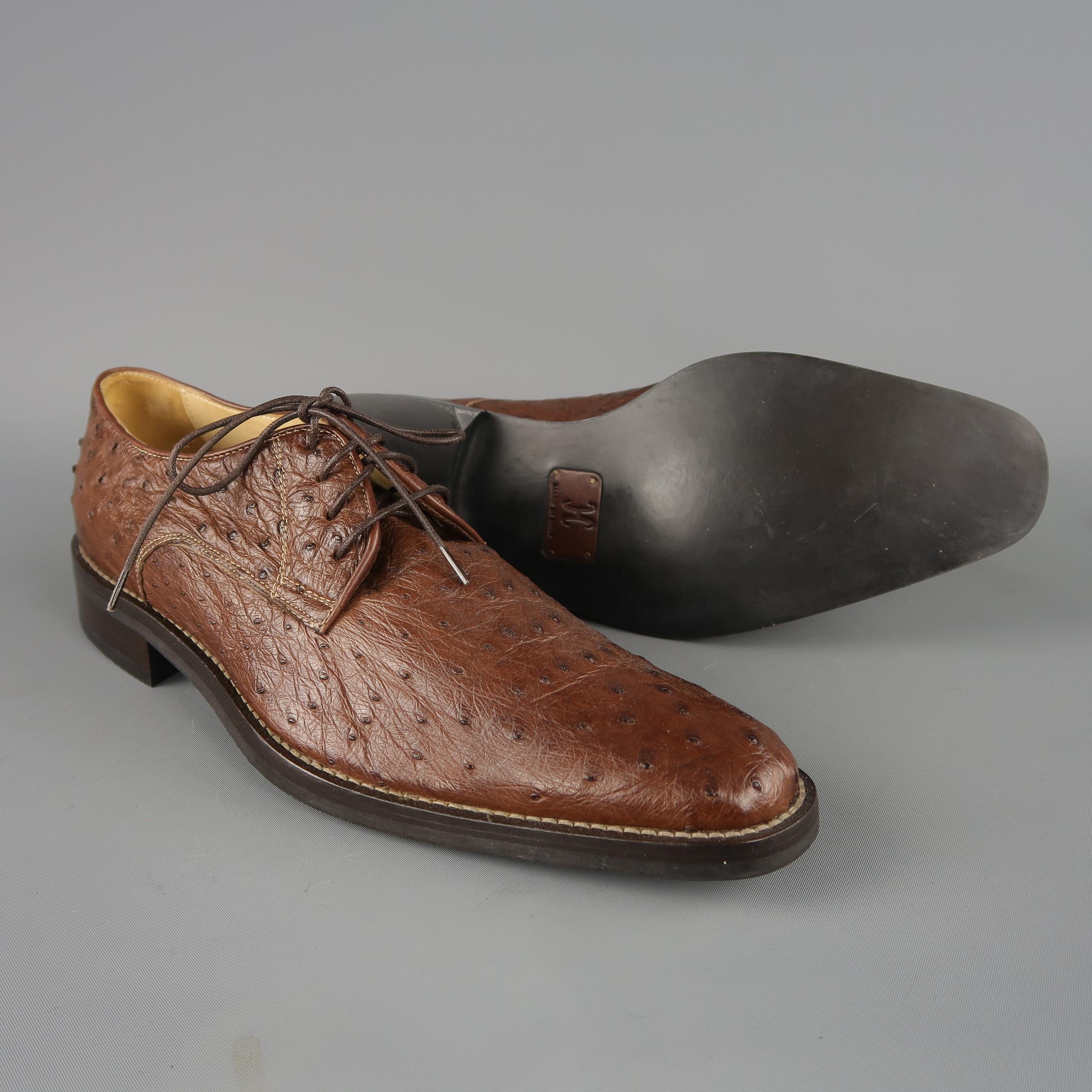 Cole Haan Hellbraune Straußenleder-Schuhe mit strukturiertem Schnürung (Braun)