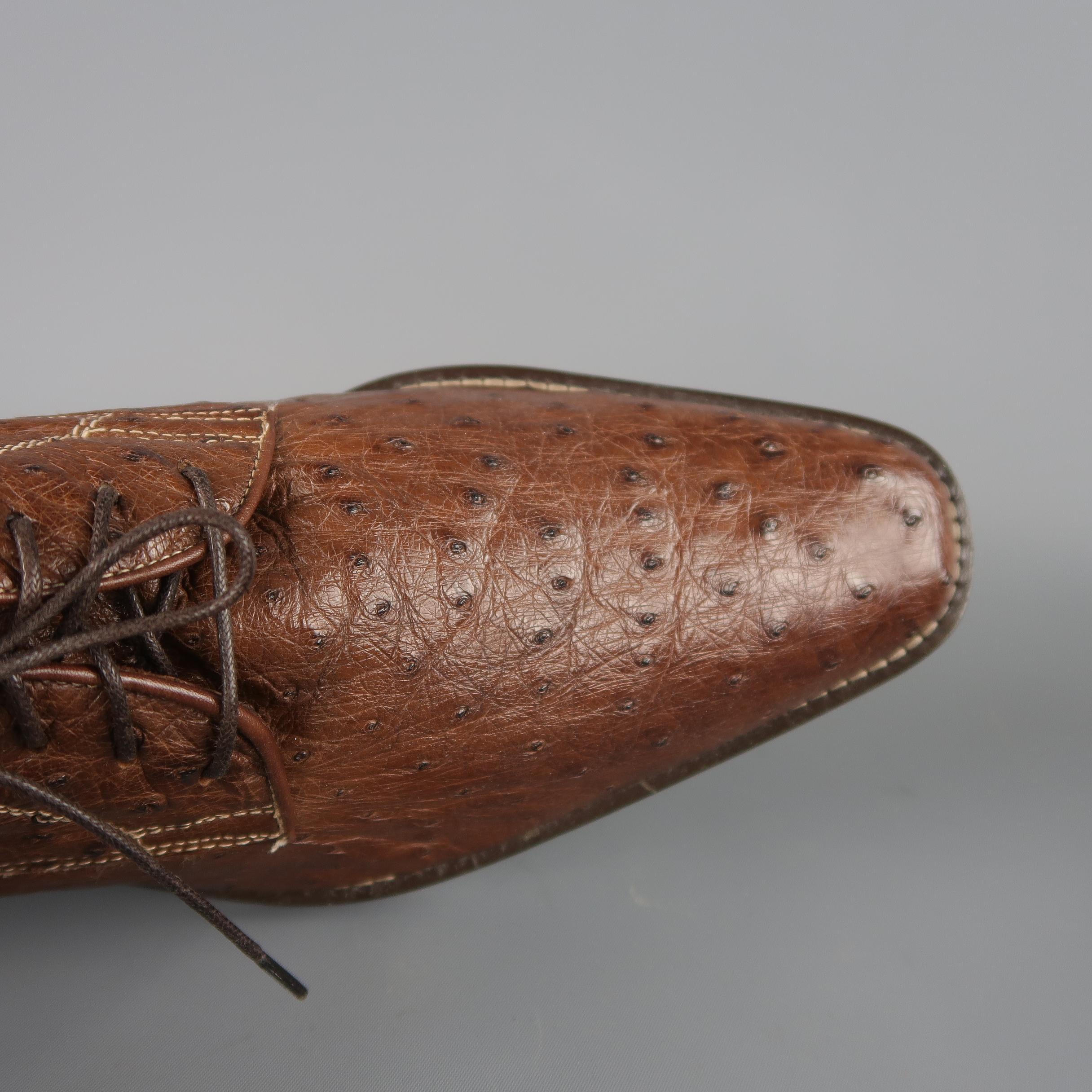 Cole Haan Hellbraune Straußenleder-Schuhe mit strukturiertem Schnürung Herren