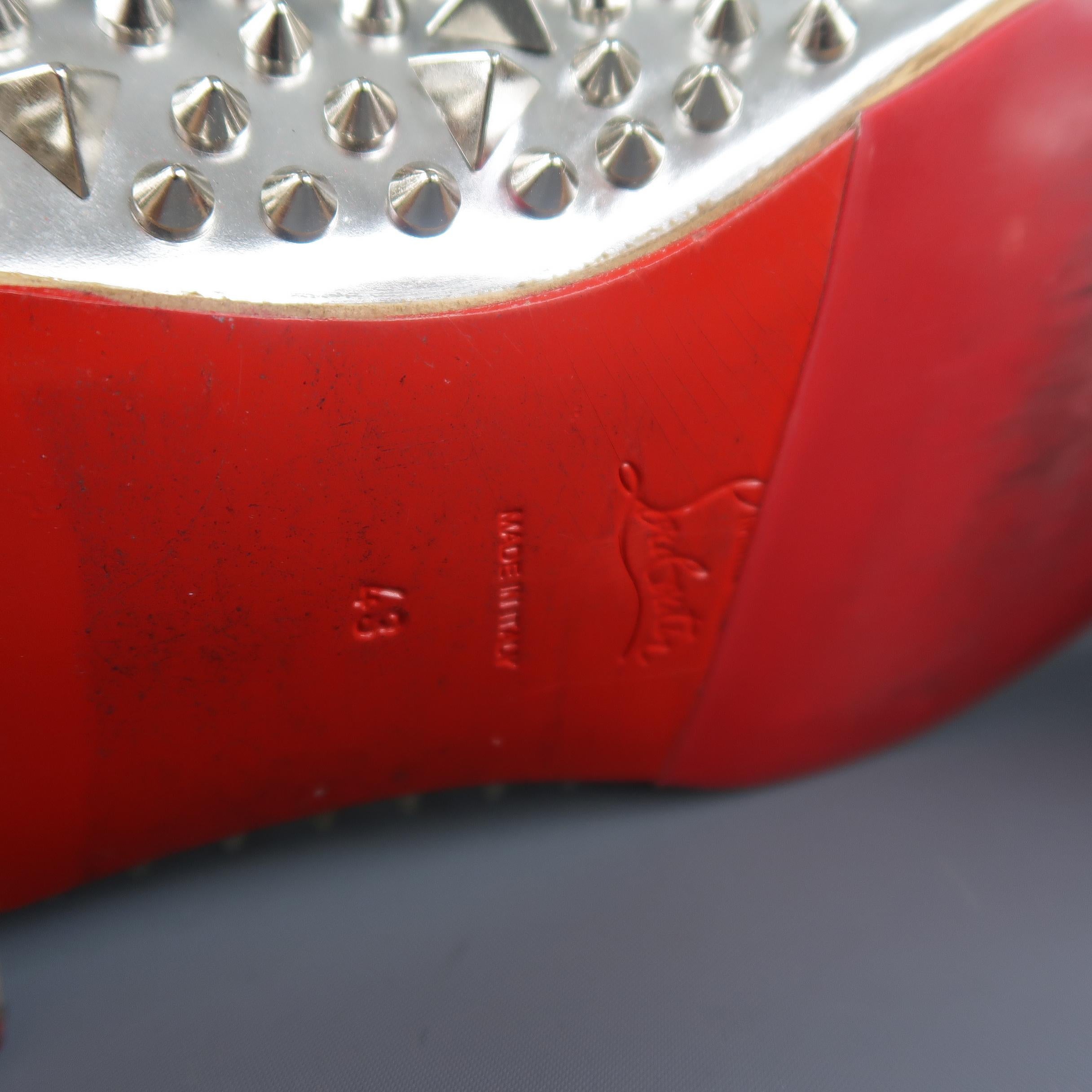 Men's Christian Louboutin Silver Spiked Leather Dandy Pik Pik Loafers
