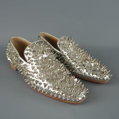 Christian Louboutin Silver Spiked Leather Dandy Pik Pik Loafers