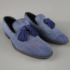 Jimmy Choo Loafers Blue Antique Denim Tassel Foxley Shoes