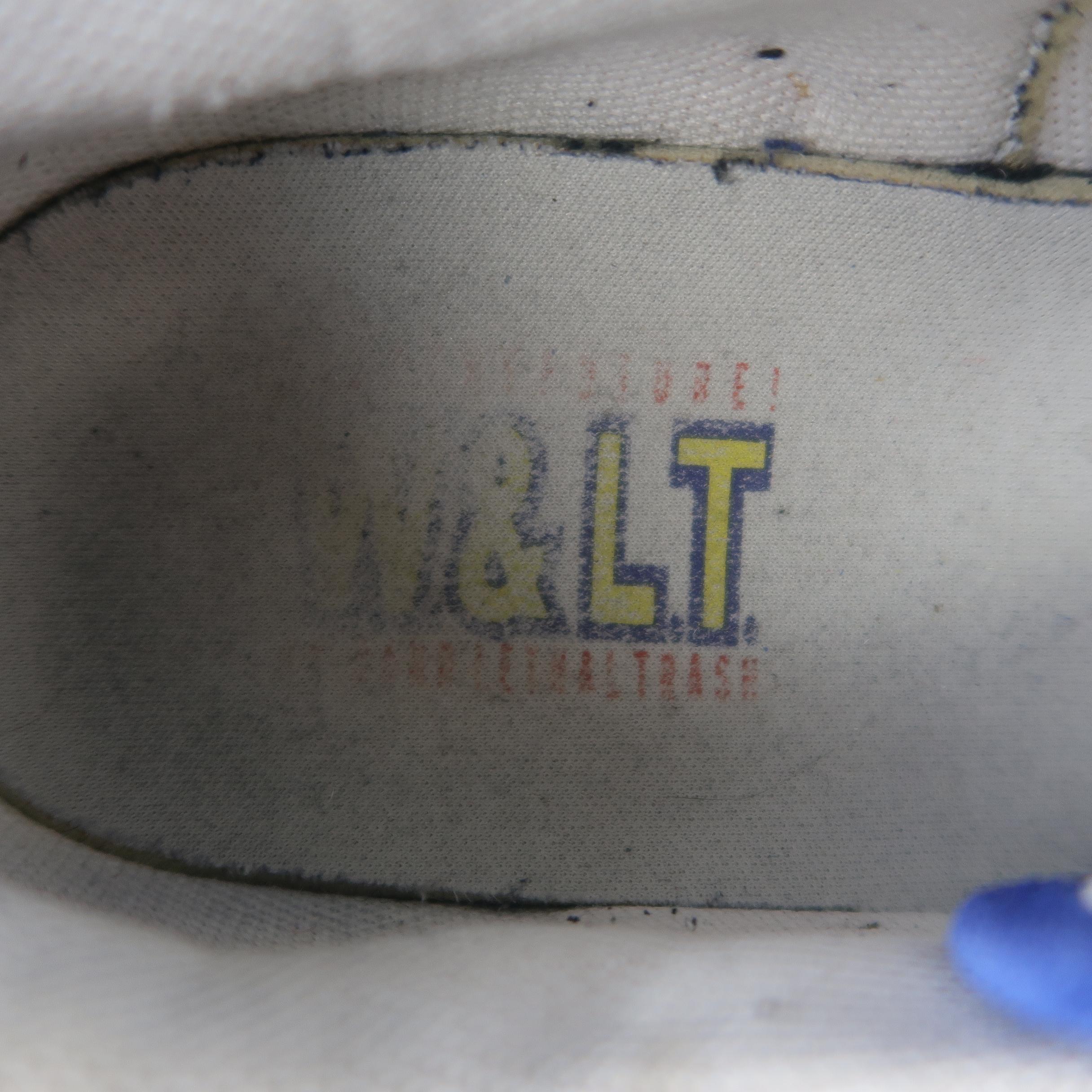 Beige WALTER VAN BEIRENDONCK W< Size 10 White Canvas Blue Suede W Sneakers