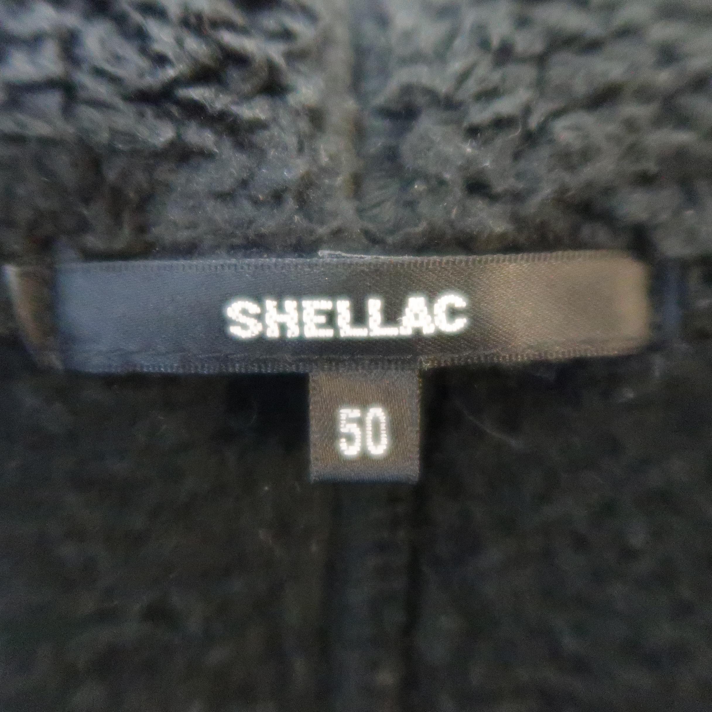 Shellac 40 Black and Camouflage Jersey and Leather Hooded Jacket 1