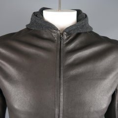 Isaac Sellam Dark Gray Leather Extended Liner Hooded Jacket