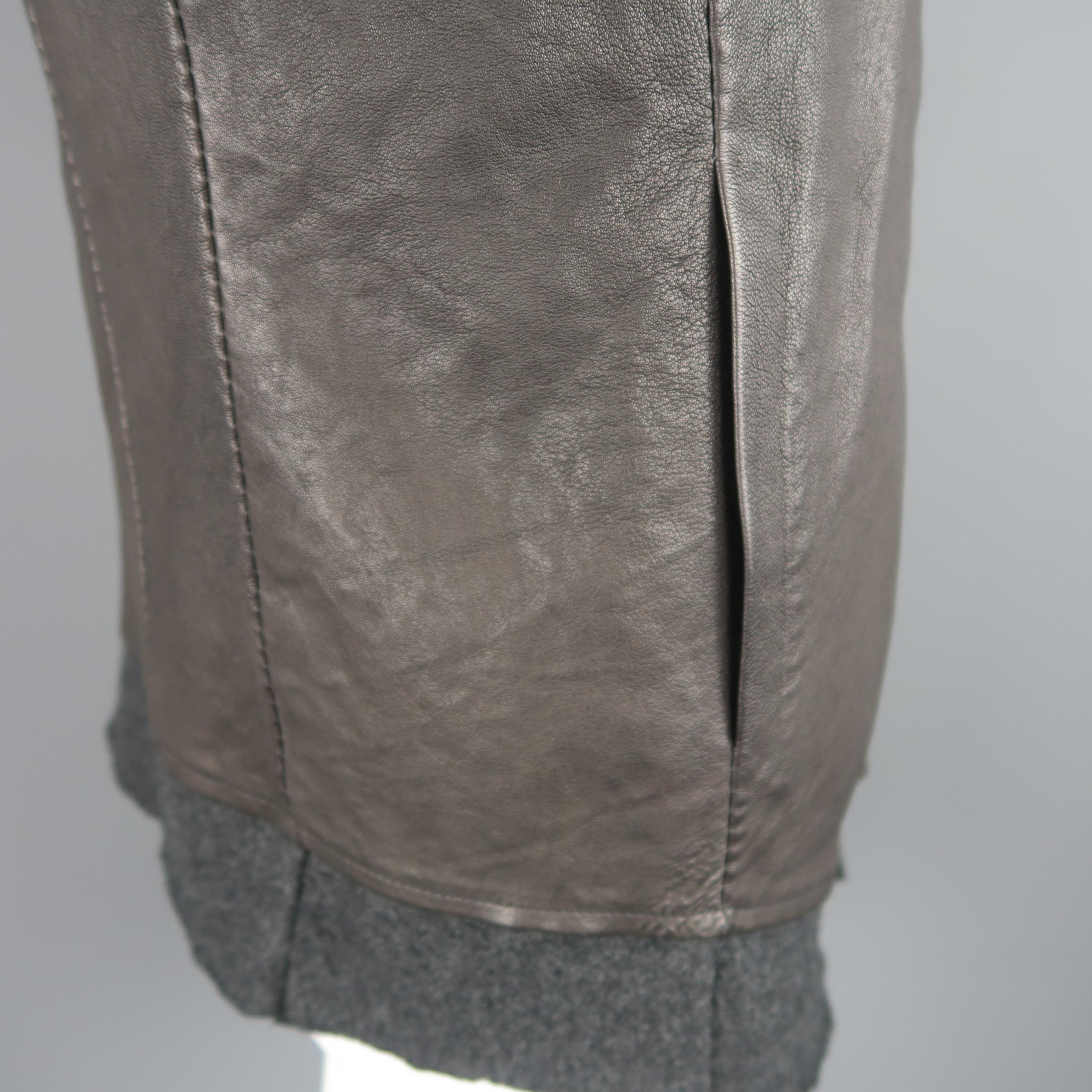 Isaac Sellam Dark Gray Leather Extended Liner Hooded Jacket In Excellent Condition In San Francisco, CA