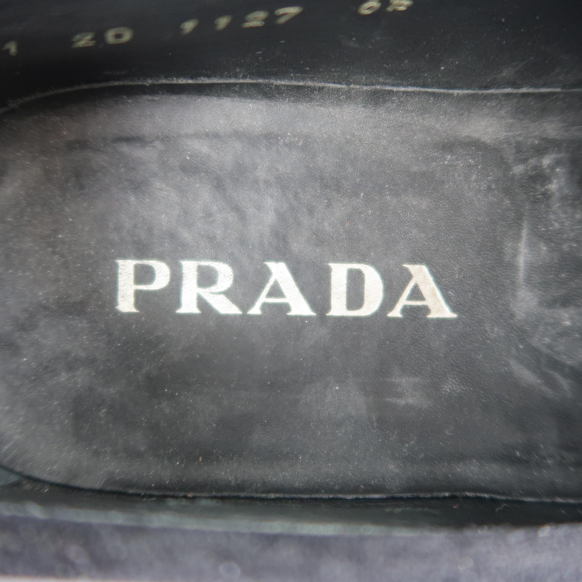 Prada Loafers - Black Suede Silver Metal Buckle Shoes 1