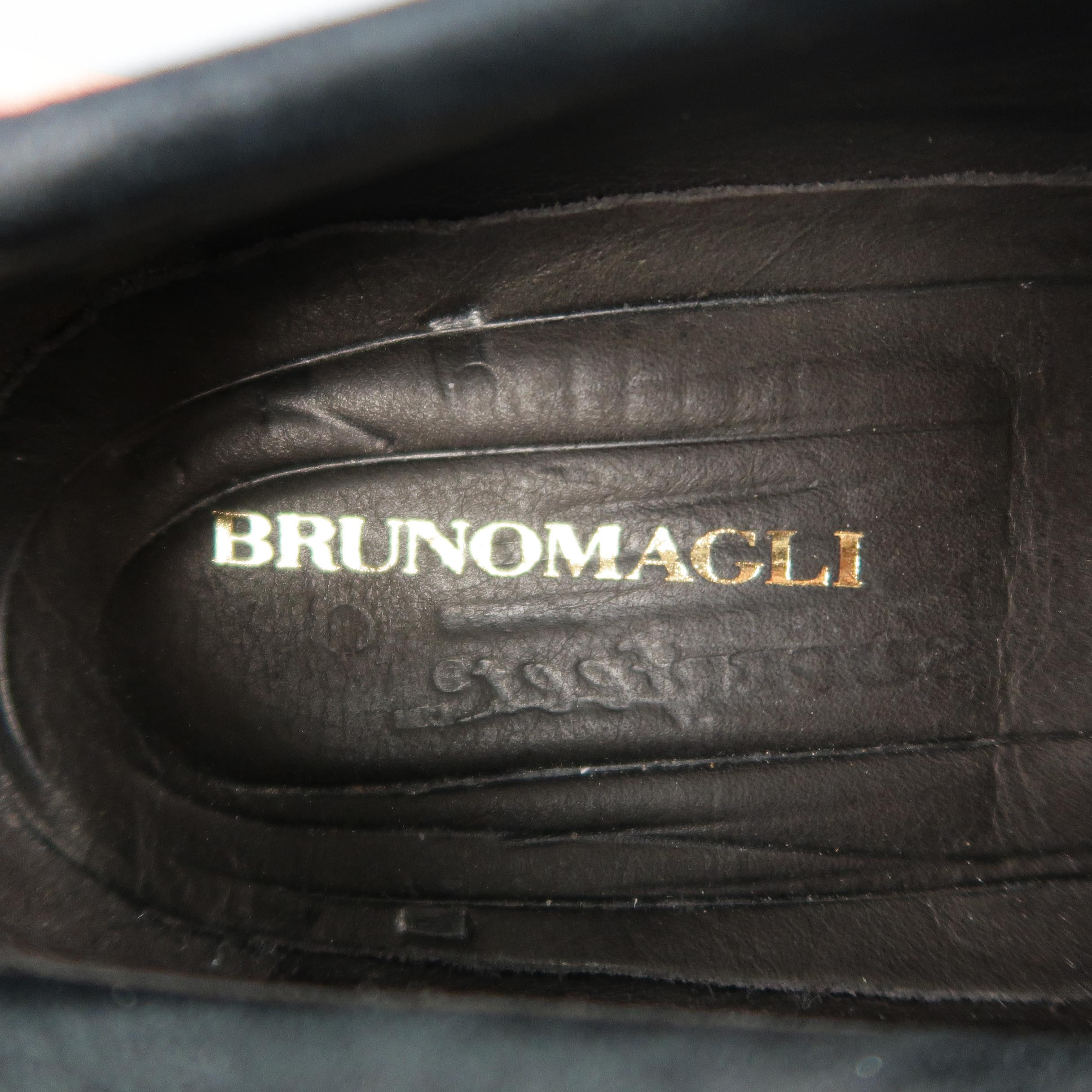 BRUNO MAGLI Size 10.5 Black Suede Penny Loafers Shoes 4