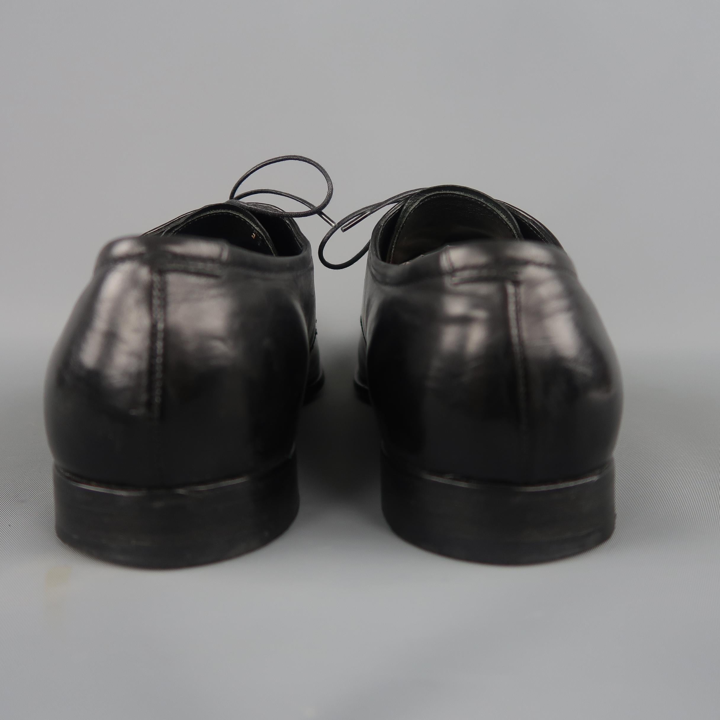 Prada Dress Shoes - Black Leather Apron Toe Lace Up  2