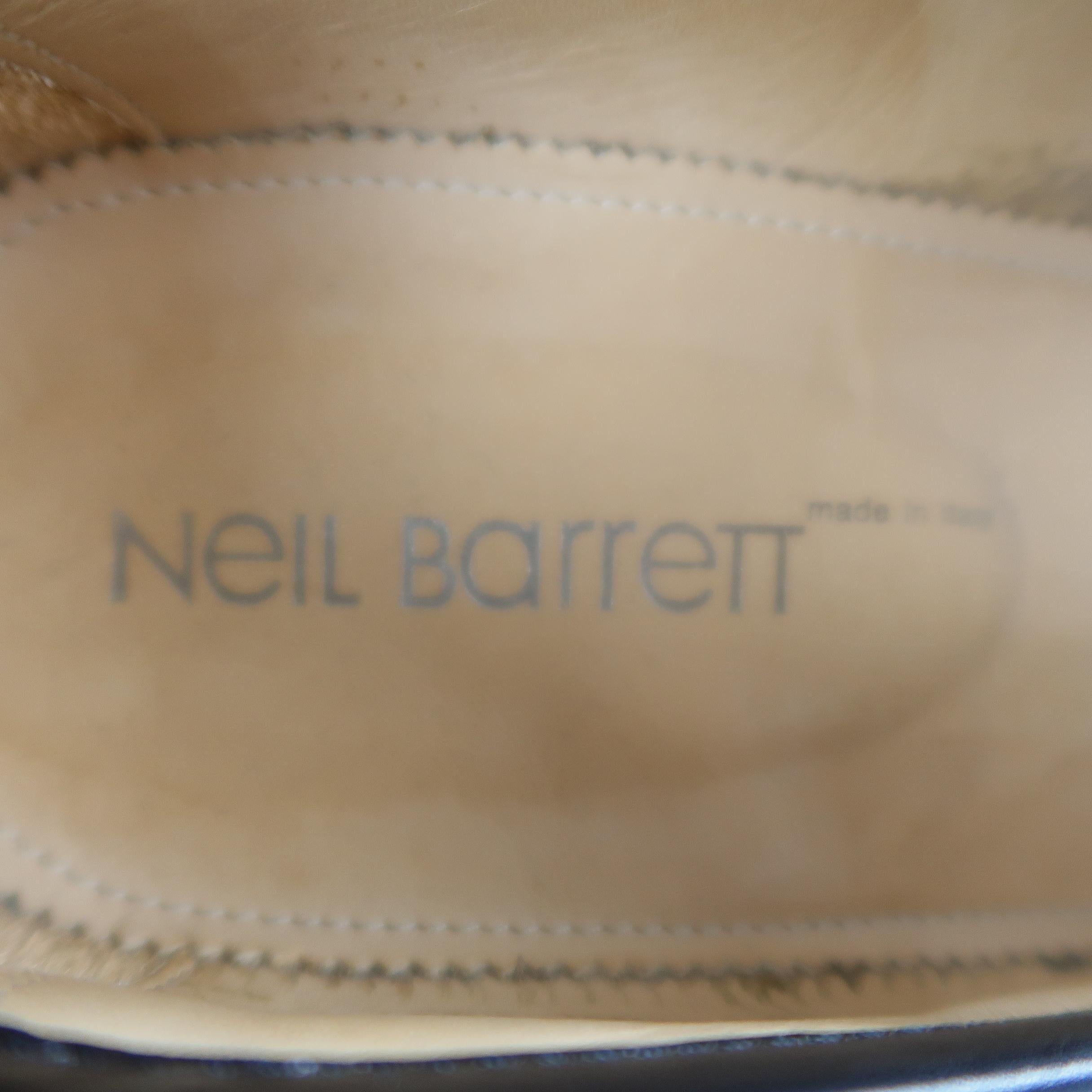 Neil Barrett Loafers - Black Solid Leather Zipper Piping Shoes 2