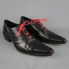Gianni Barbato Black Leather Pointed Toe Heeled Lace Up dress shoes