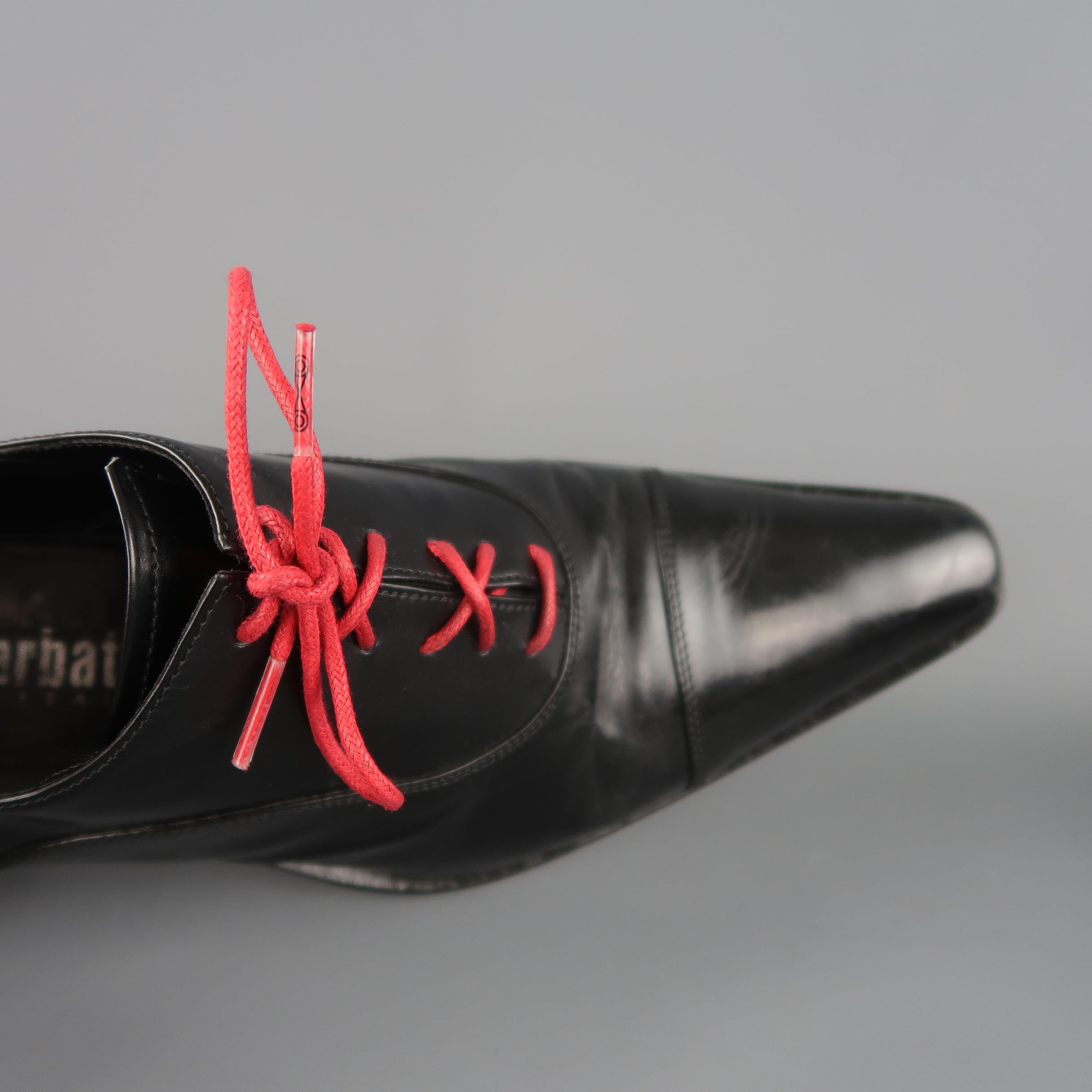 Gianni Barbato Black Leather Pointed Toe Heeled Lace Up dress shoes In Good Condition In San Francisco, CA