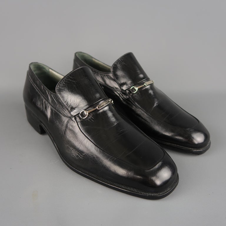Moreschi Dress shoes - Black Leather Apron Toe Silver Hardware Loafers ...