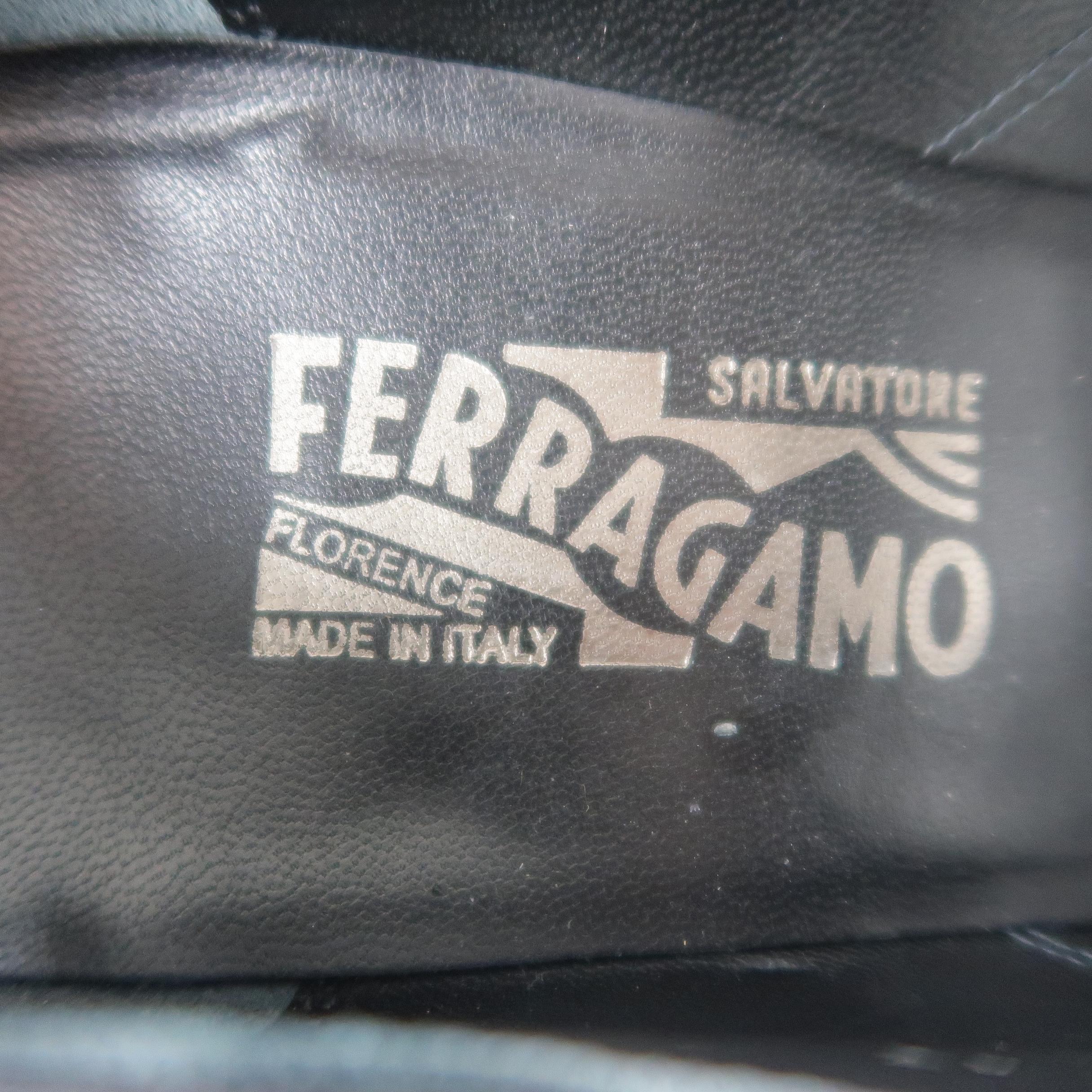 Salvatore Ferragamo Black Leather Brogue Lace Up Dress Shoes 2