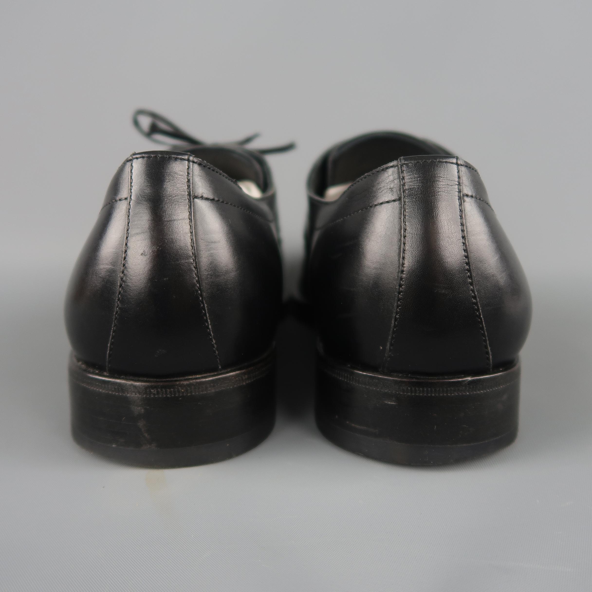 Salvatore Ferragamo Black Leather Brogue Lace Up Dress Shoes 1