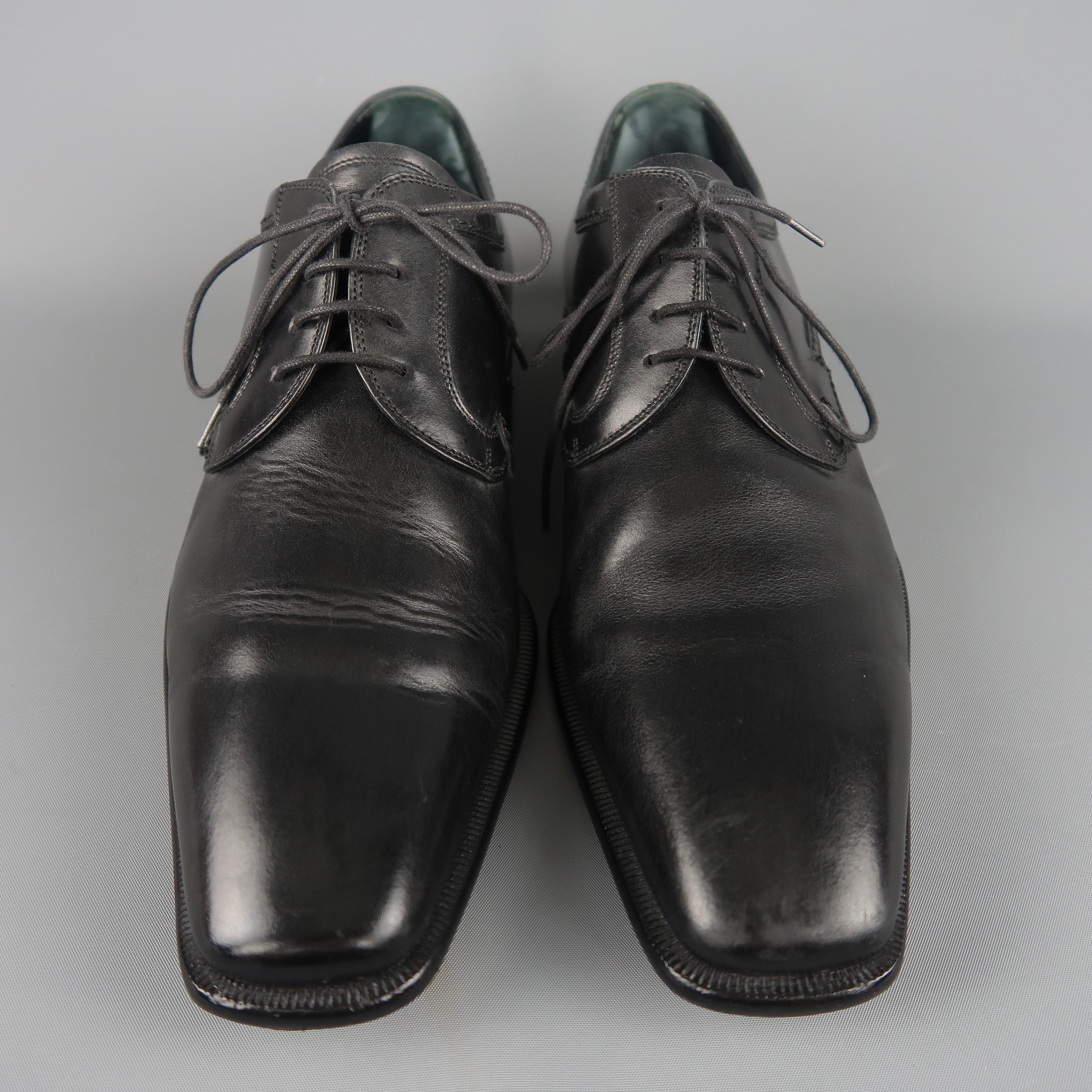 Men's Dolce & Gabbana Black Leather Squared Point Toe Lace Up Dress Shoes