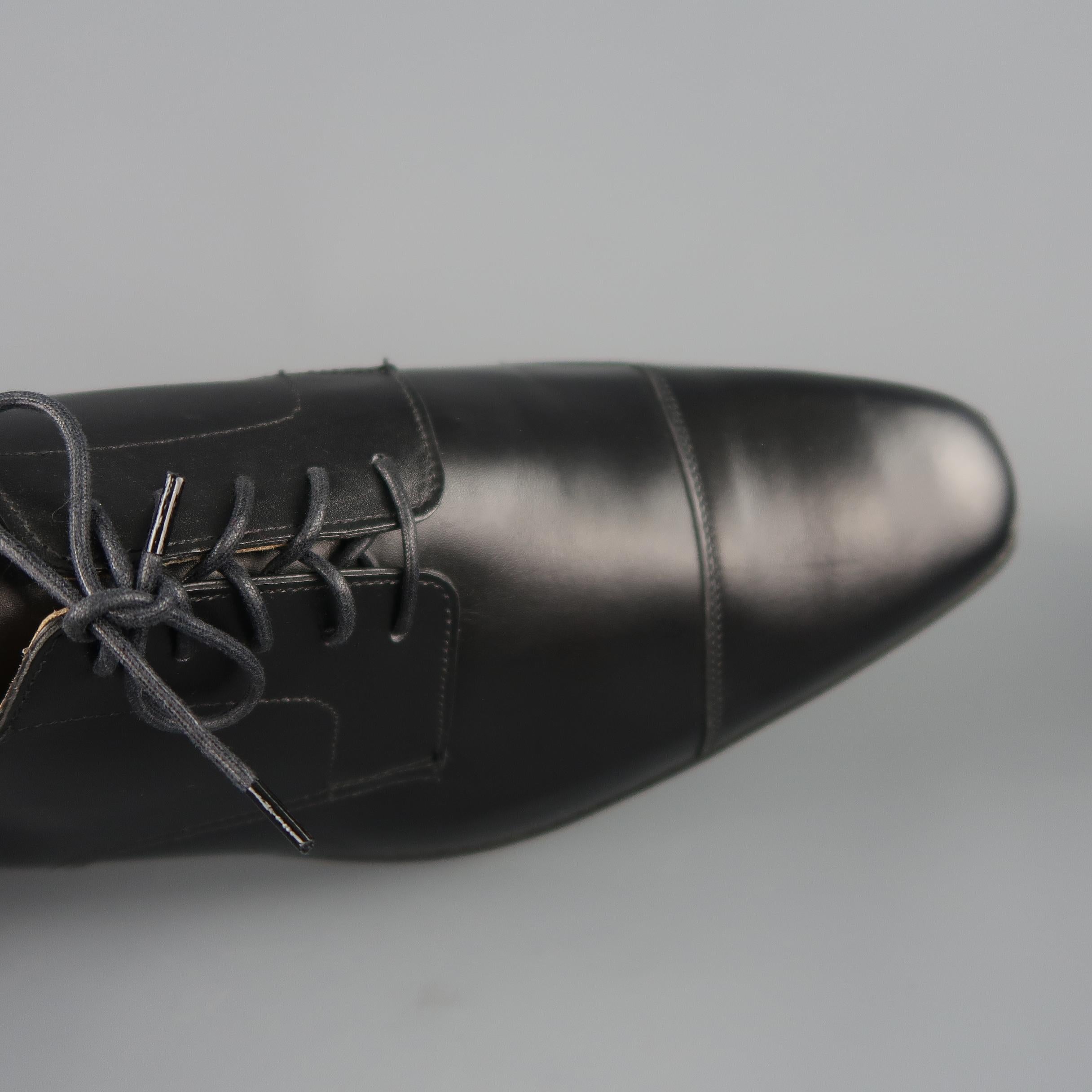 Men's Crockett & Jones Black Leather Cap Toe Lace Up Dress Shoes