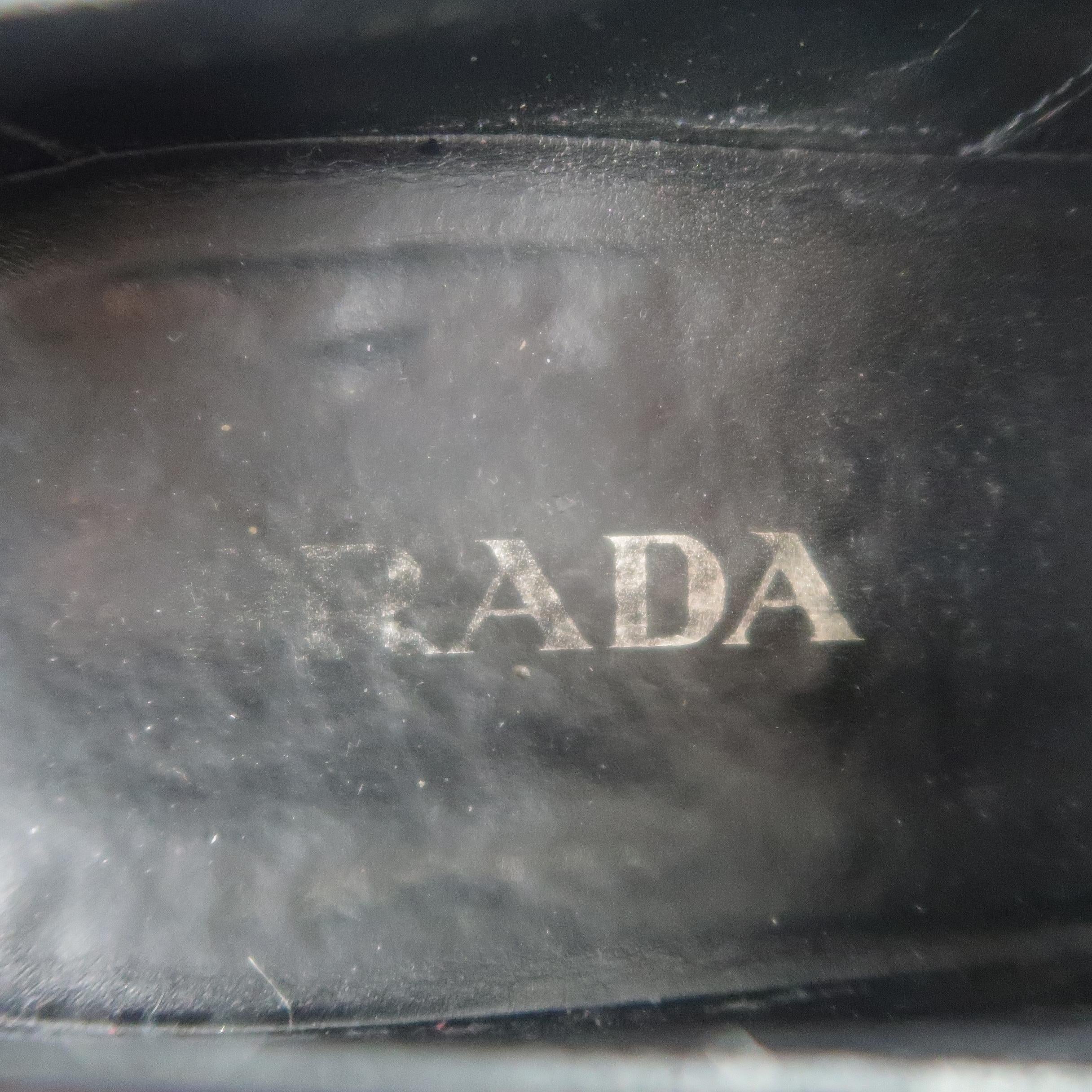 Prada Black Patent Leather Tapered Toe Lace Up Dress Shoes 3