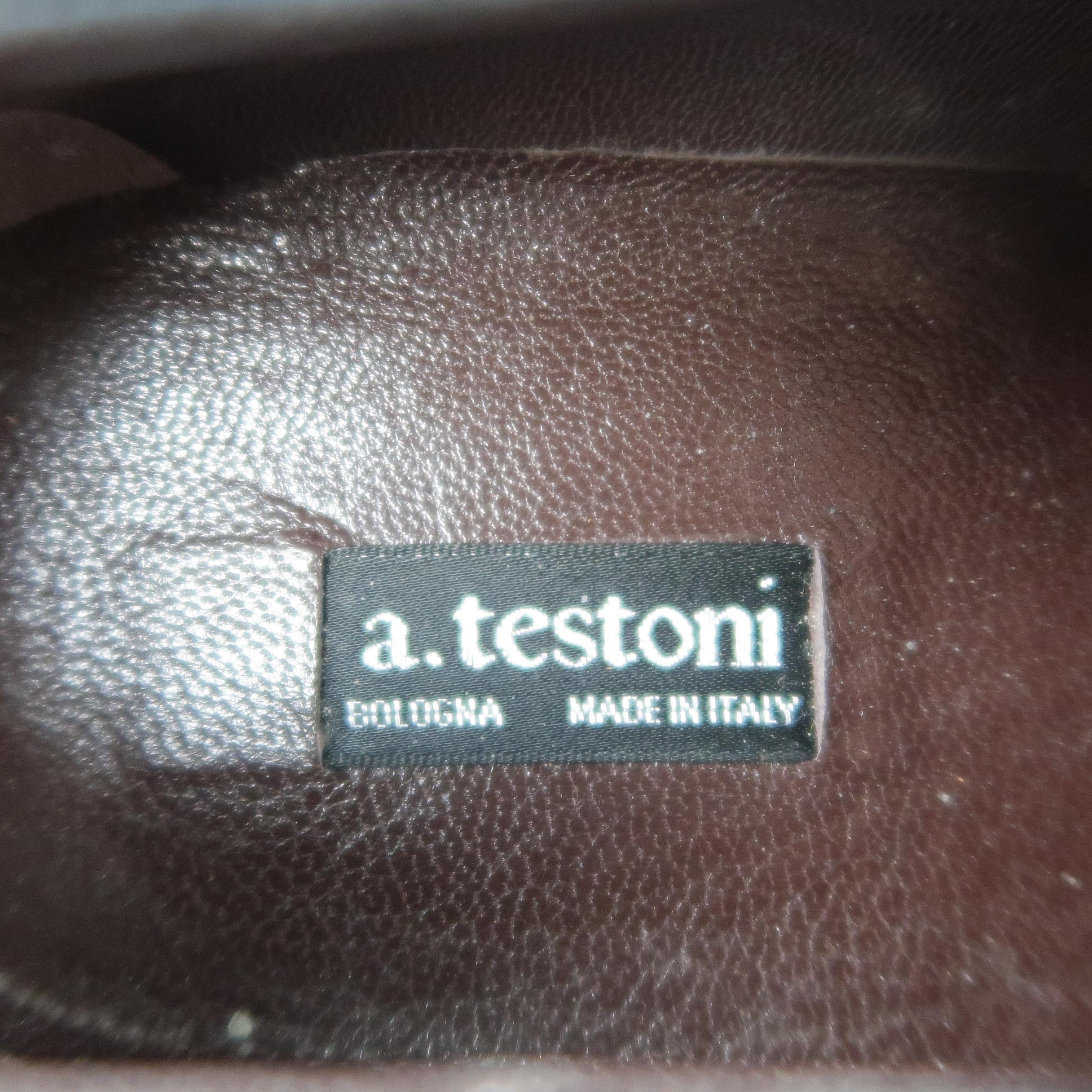 A.Testoni Dress Shoes / Black Lizard Leather Panel Dress Loafers 4
