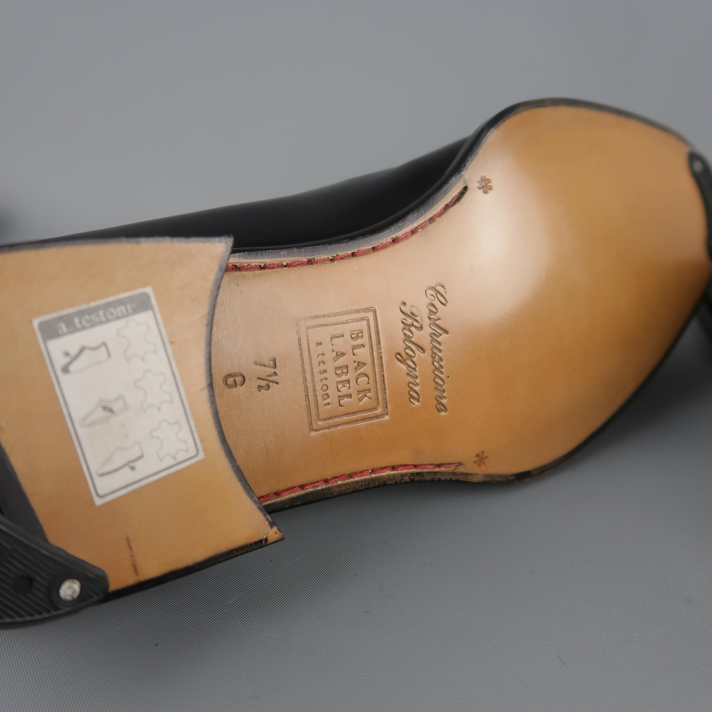 A.Testoni Dress Shoes / Black Lizard Leather Panel Dress Loafers 3