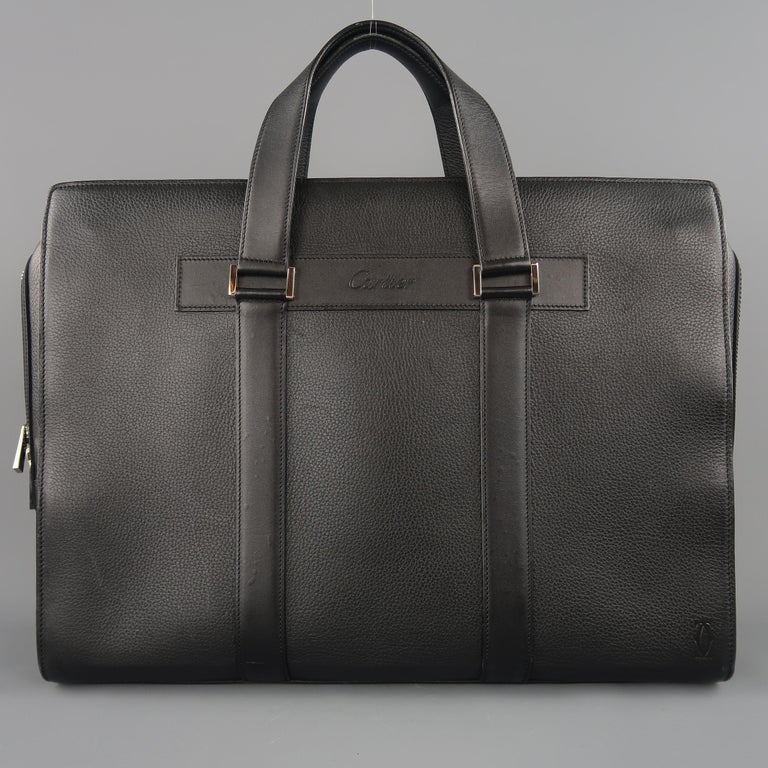 Cartier Vintage Black Textured Leather Top Handles Pasha Briefcase at ...