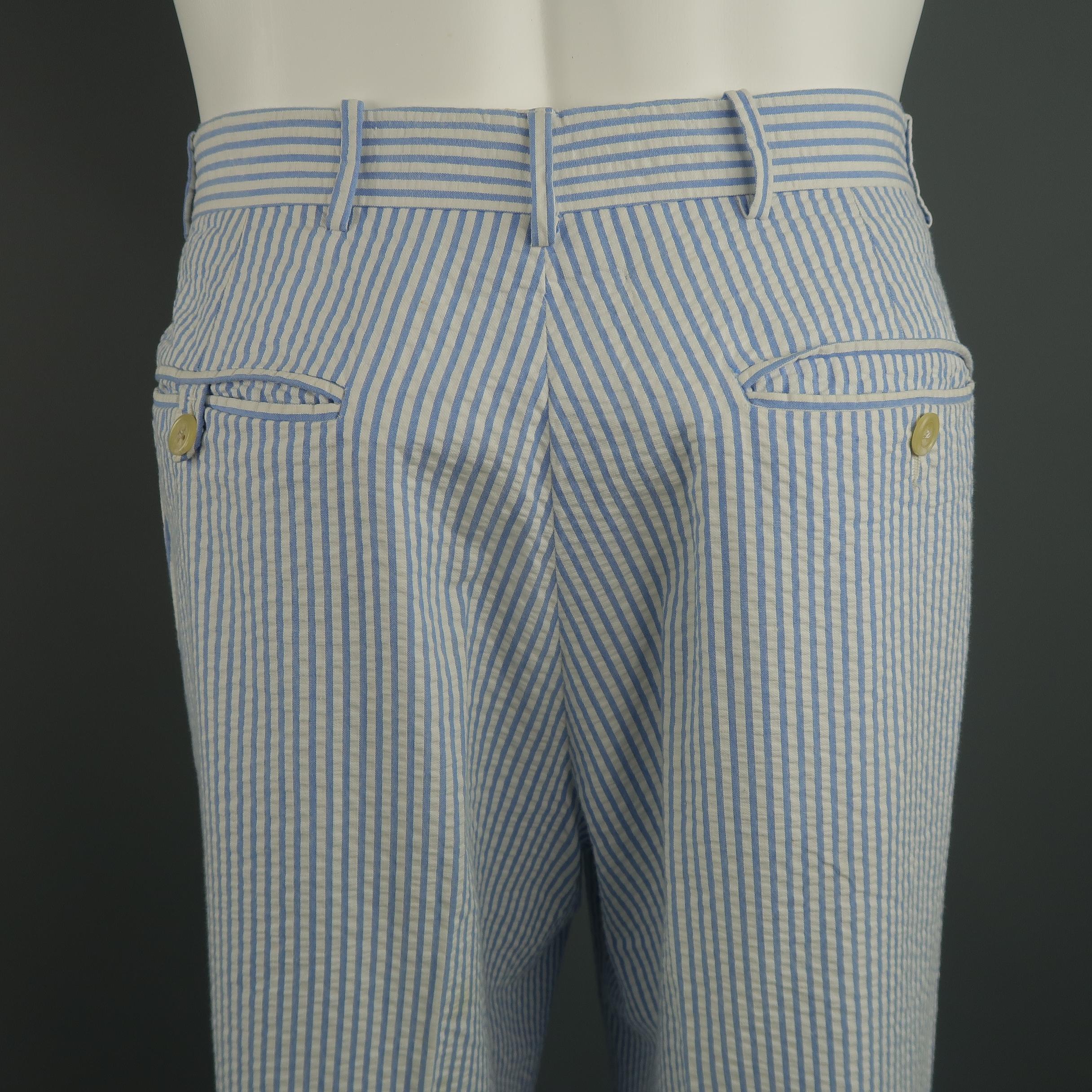 blue and white seersucker pants