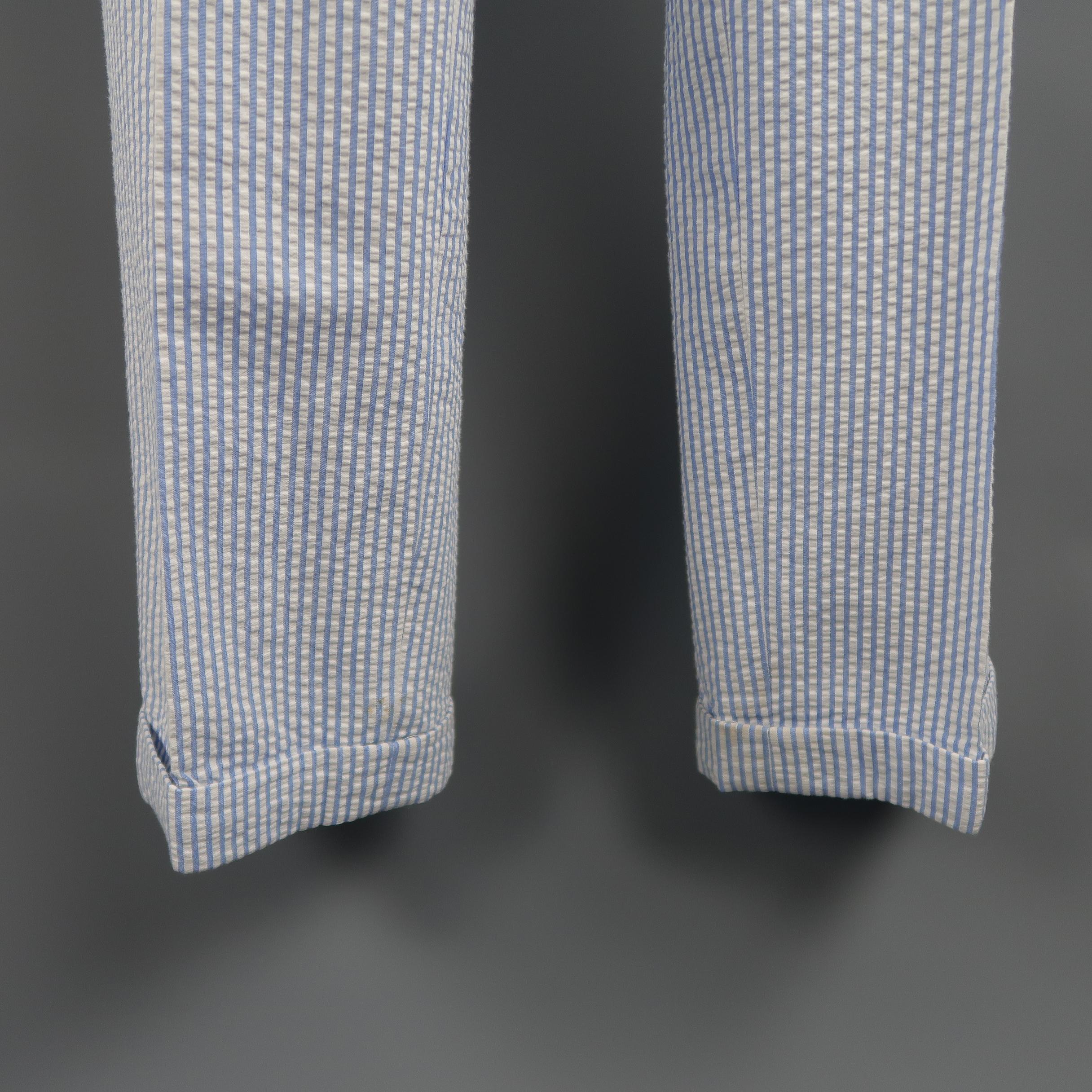 Gray Ralph Lauren Blue and White Casual Seersucker Pants