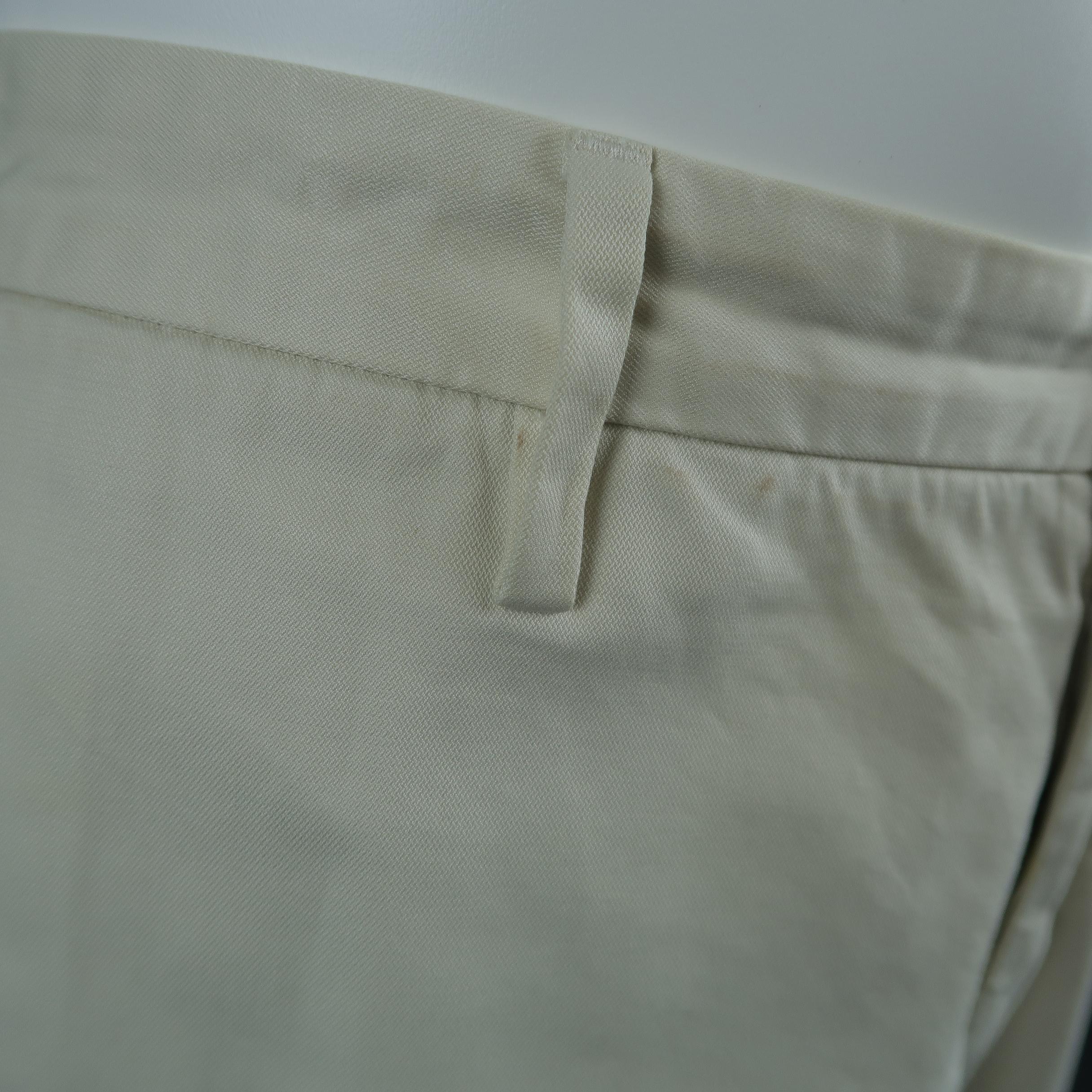 Gray DSQUARED2 Casual solid cream cotton pants with patch details 
