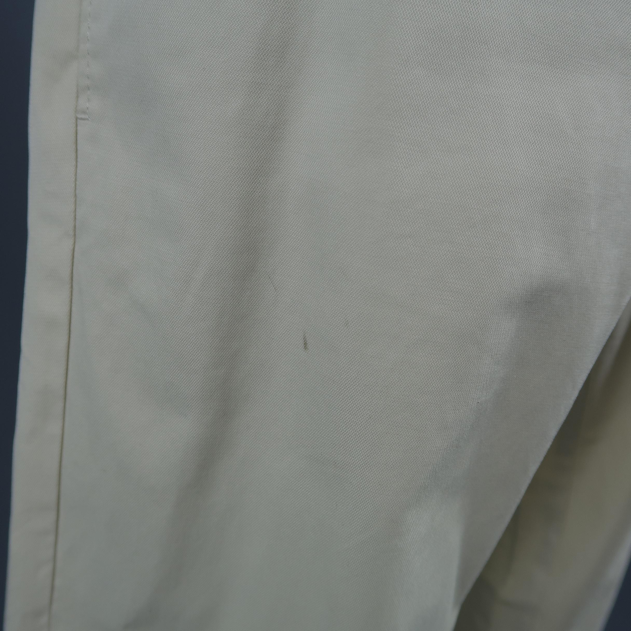 DSQUARED2 Casual solid cream cotton pants with patch details  In Fair Condition In San Francisco, CA
