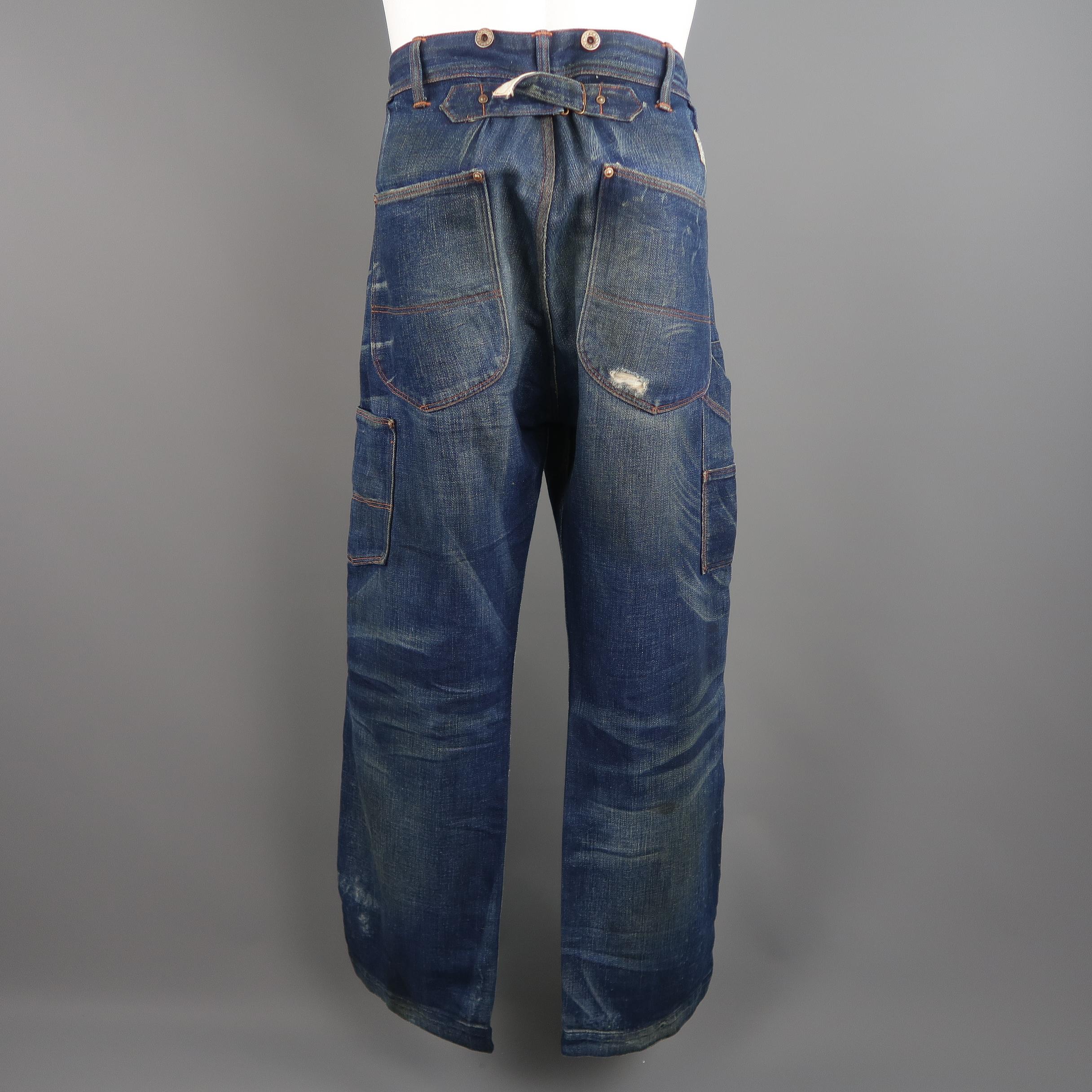 RRL by Ralph Lauren Distressed Medium Wash Selvage Denim Jeans 2