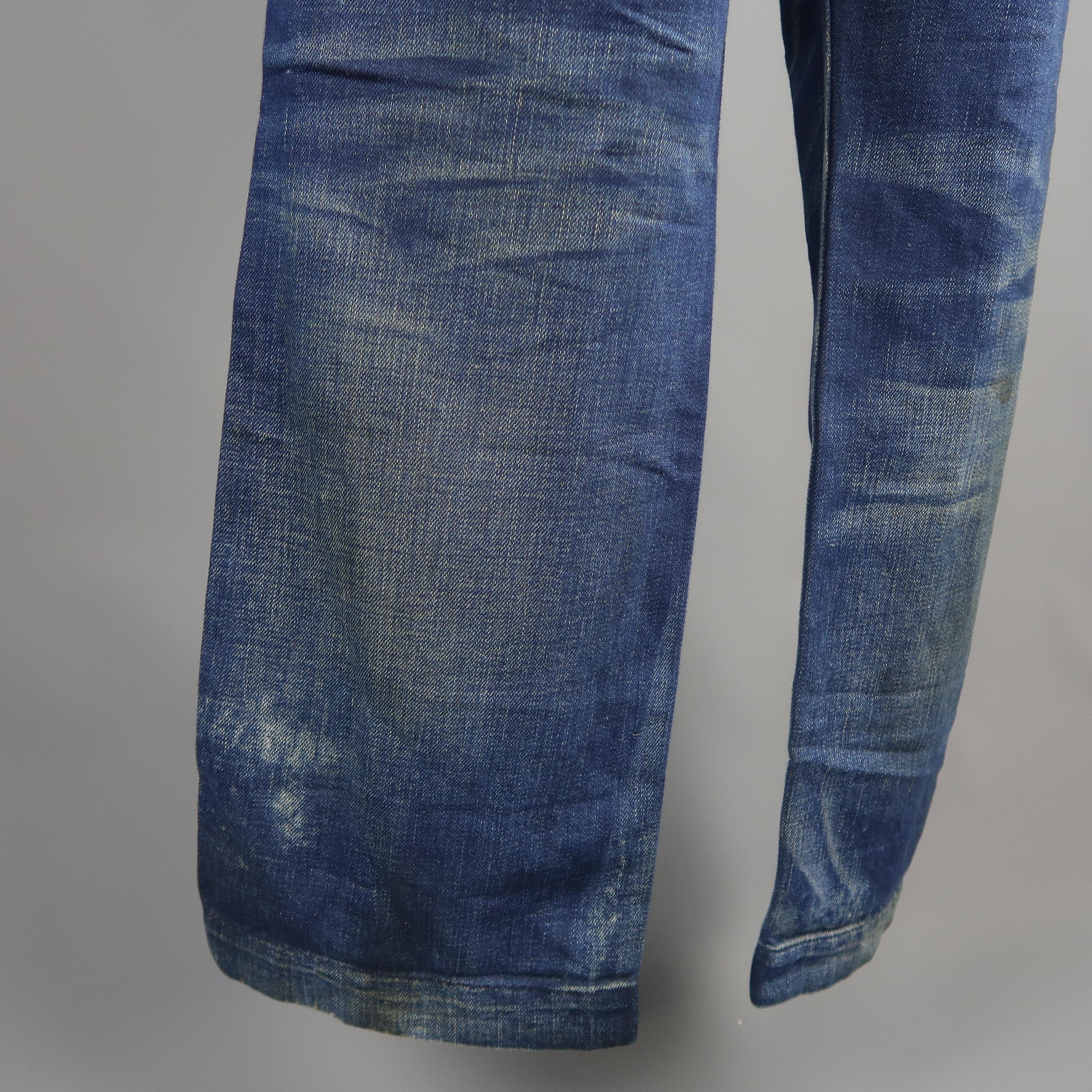 RRL by Ralph Lauren Distressed Medium Wash Selvage Denim Jeans 6