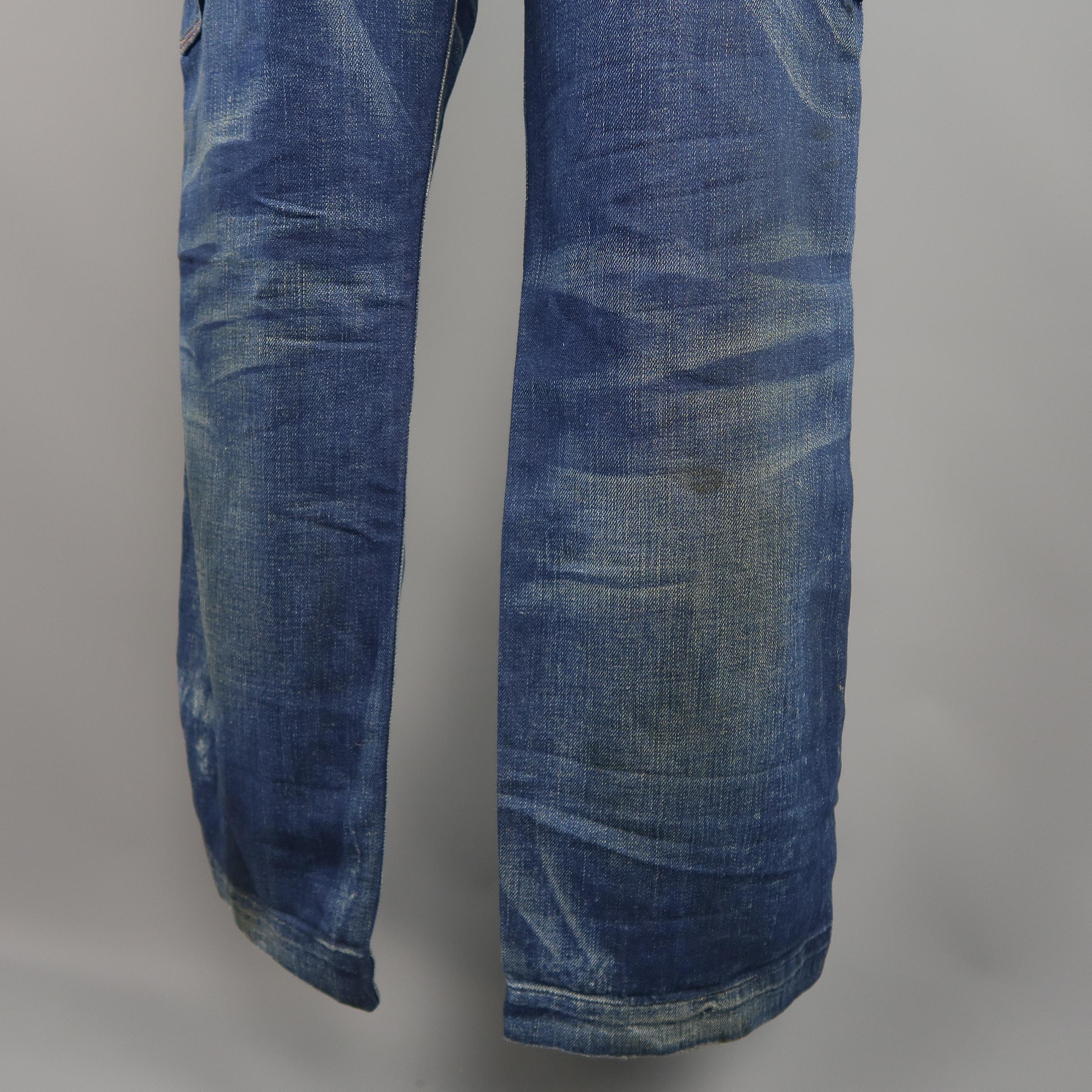 RRL by Ralph Lauren Distressed Medium Wash Selvage Denim Jeans 7