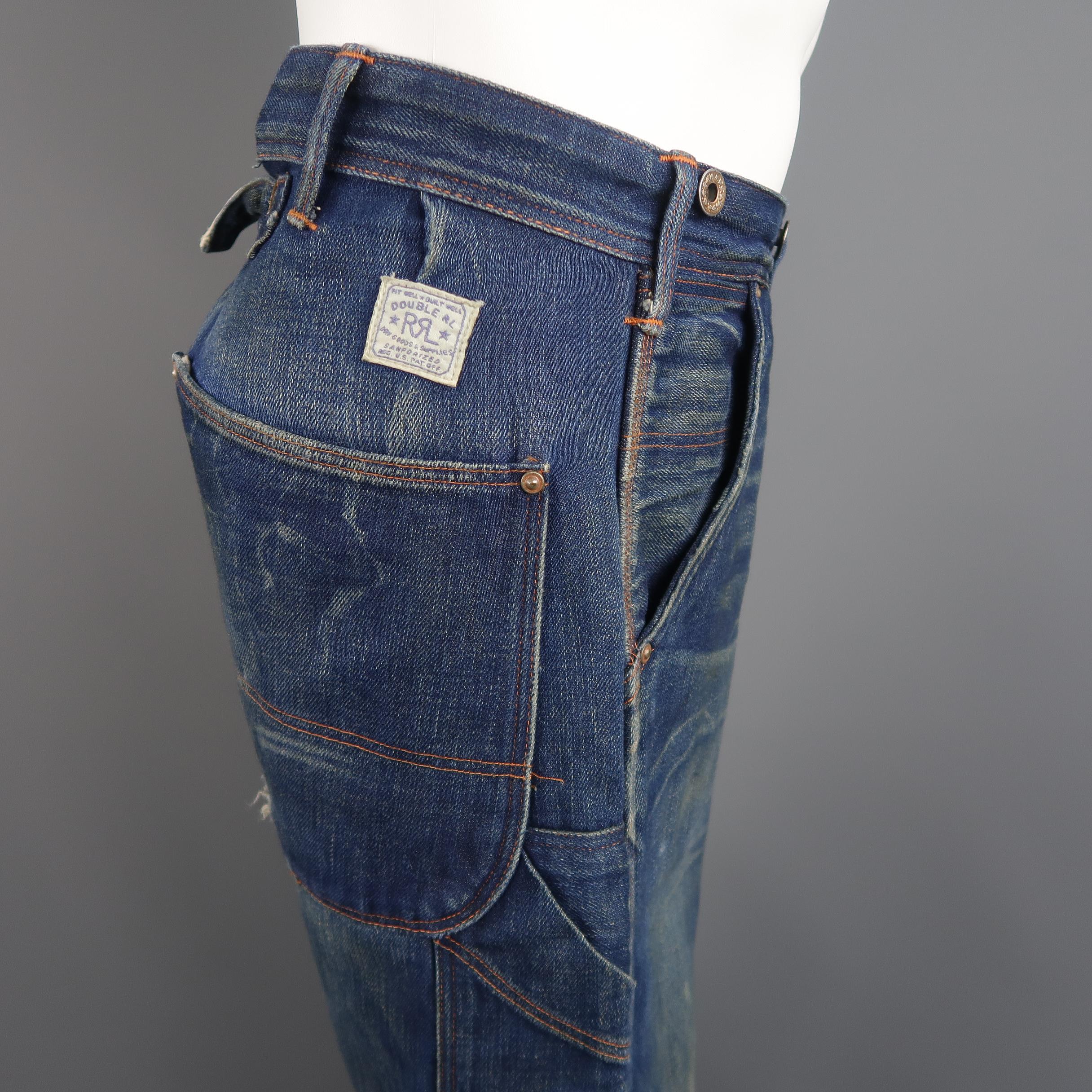 RRL by Ralph Lauren Distressed Medium Wash Selvage Denim Jeans 9