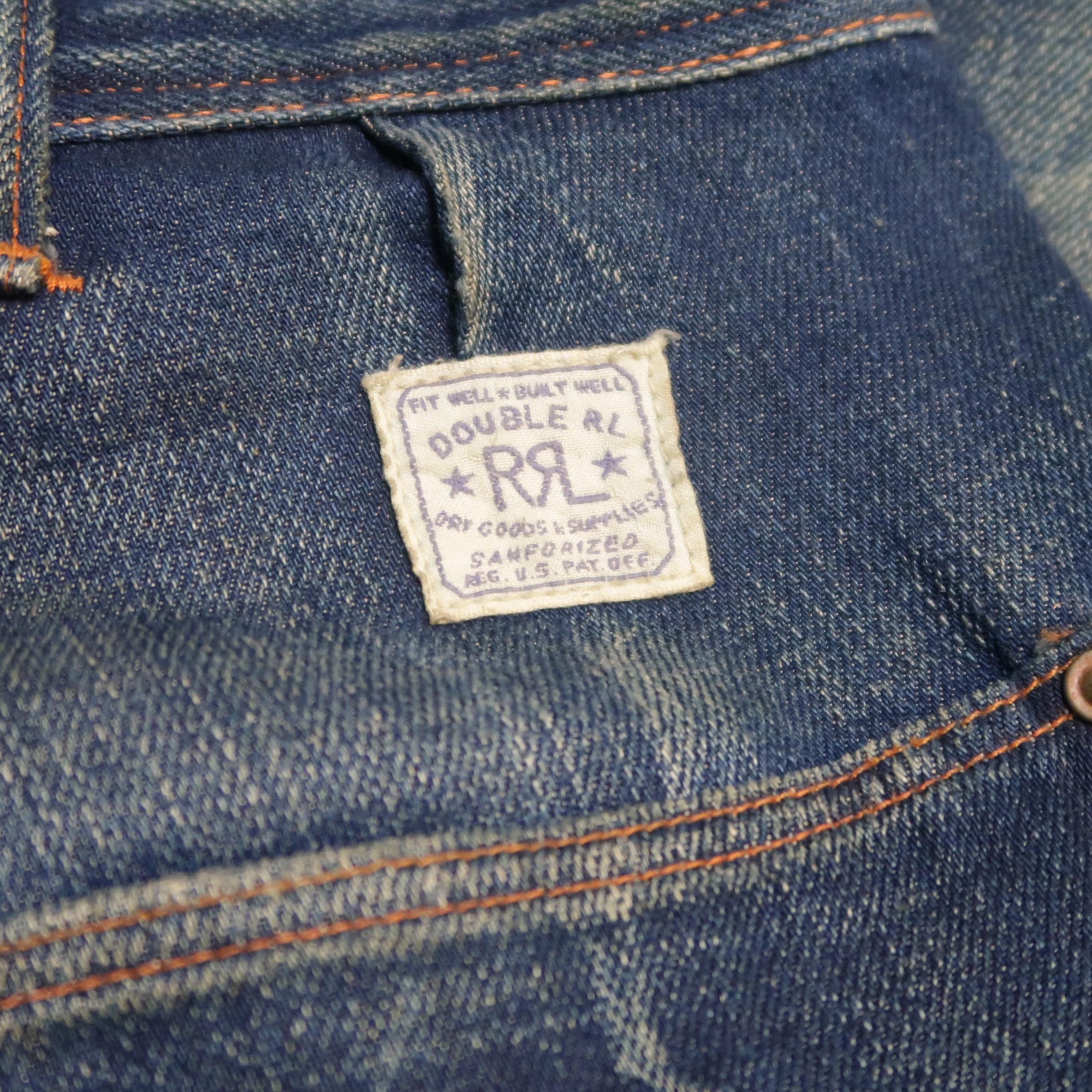 RRL by Ralph Lauren Distressed Medium Wash Selvage Denim Jeans 8