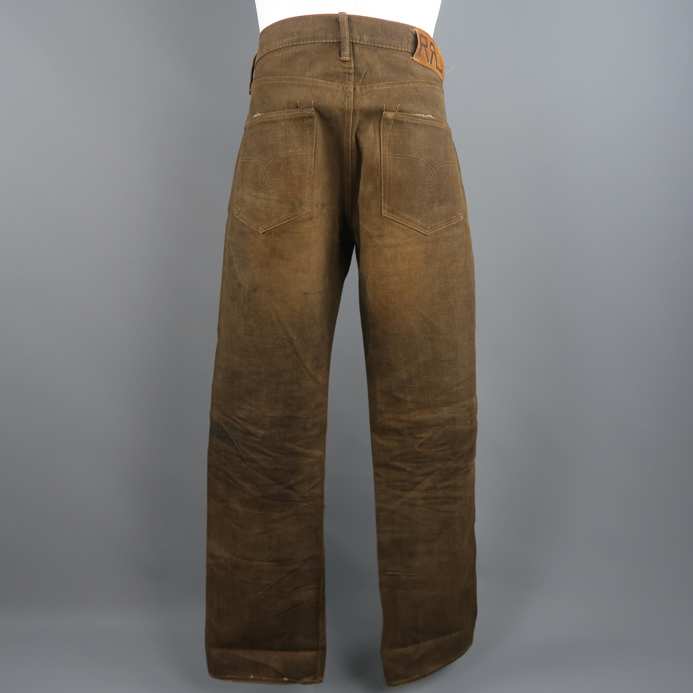 brown washed jeans