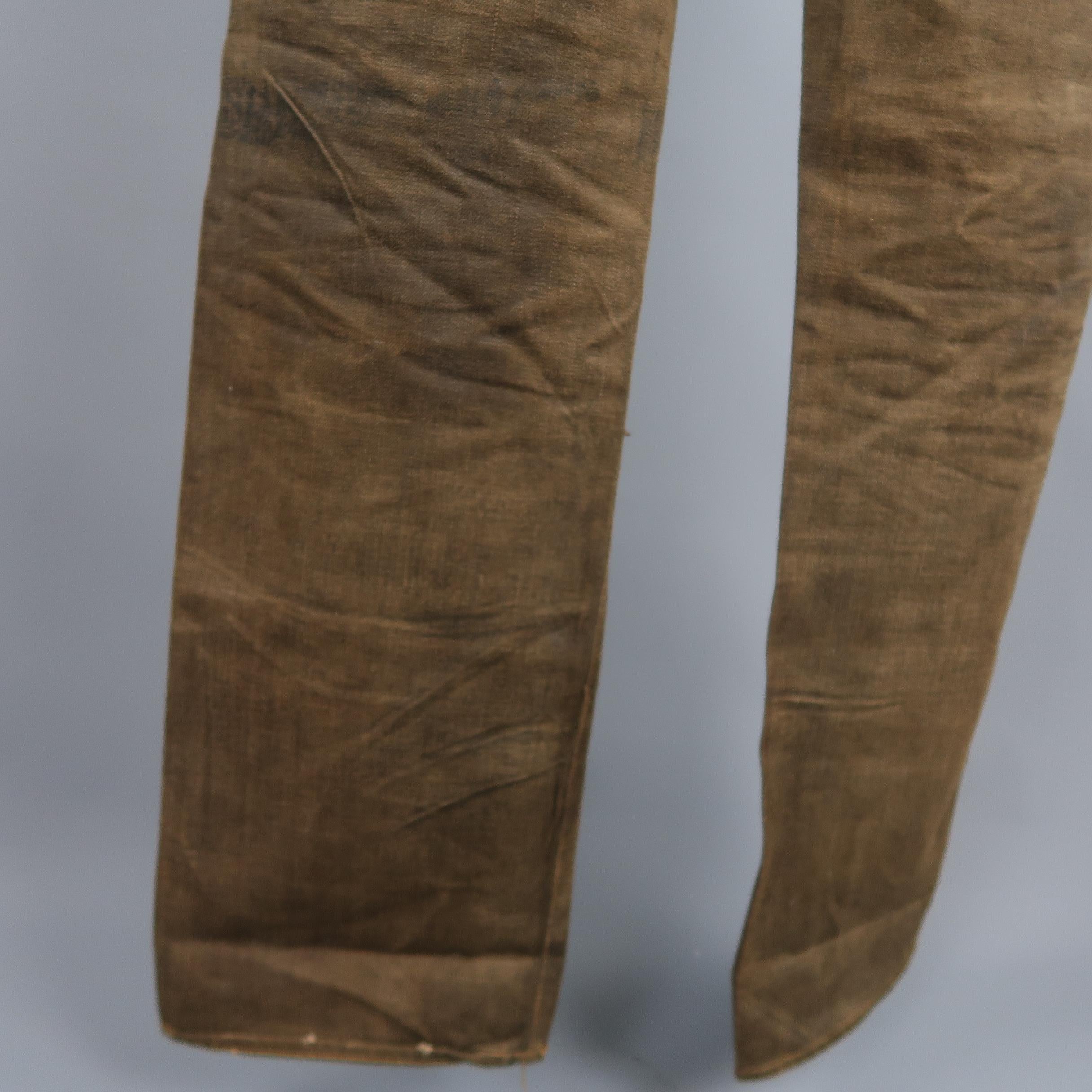RRL by Ralph Lauren Brown Washed Distressed Selvage Denim Jeans 2