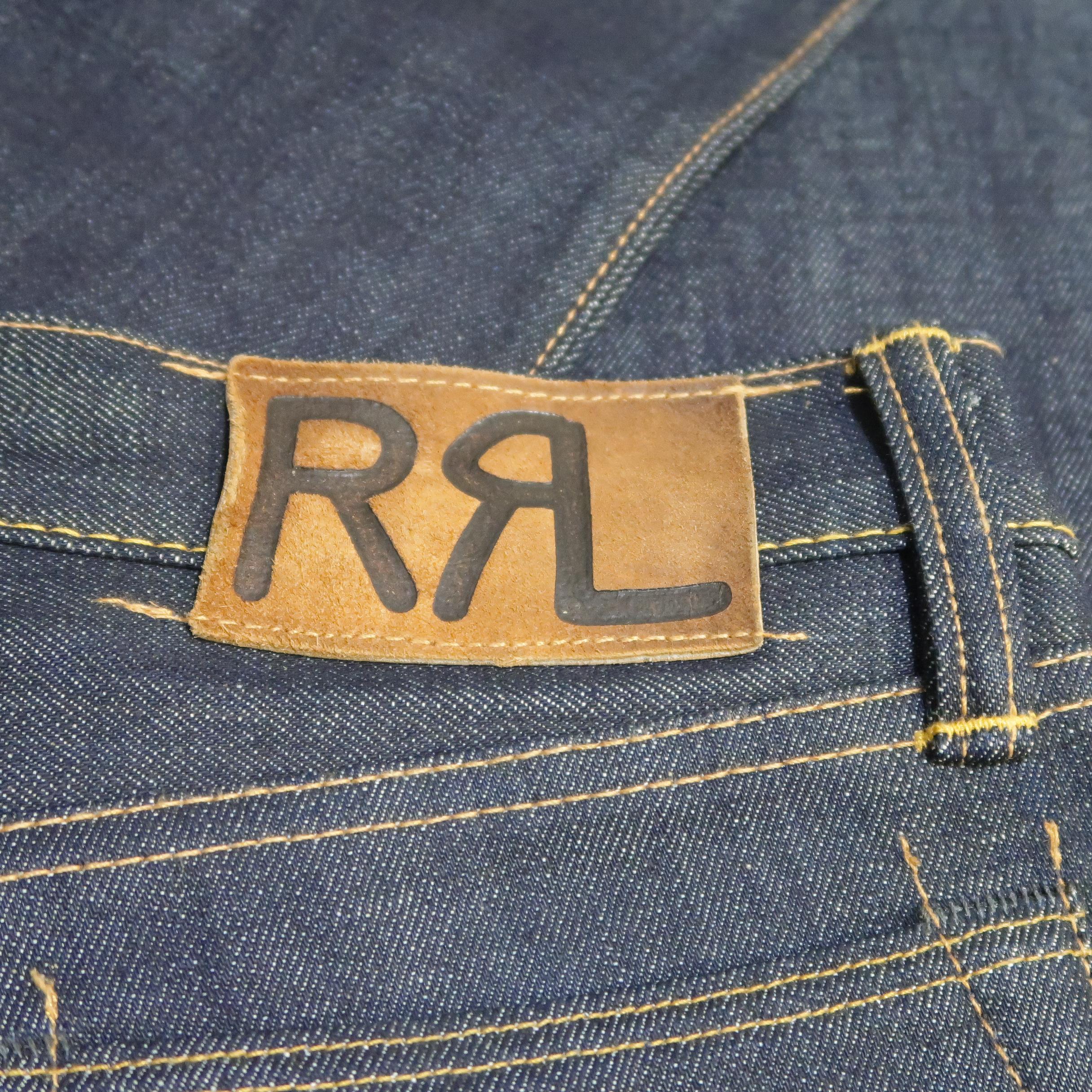 RRL by Ralph Lauren Indigo Navy Contrast Stitch Selvage Denim Jeans 2