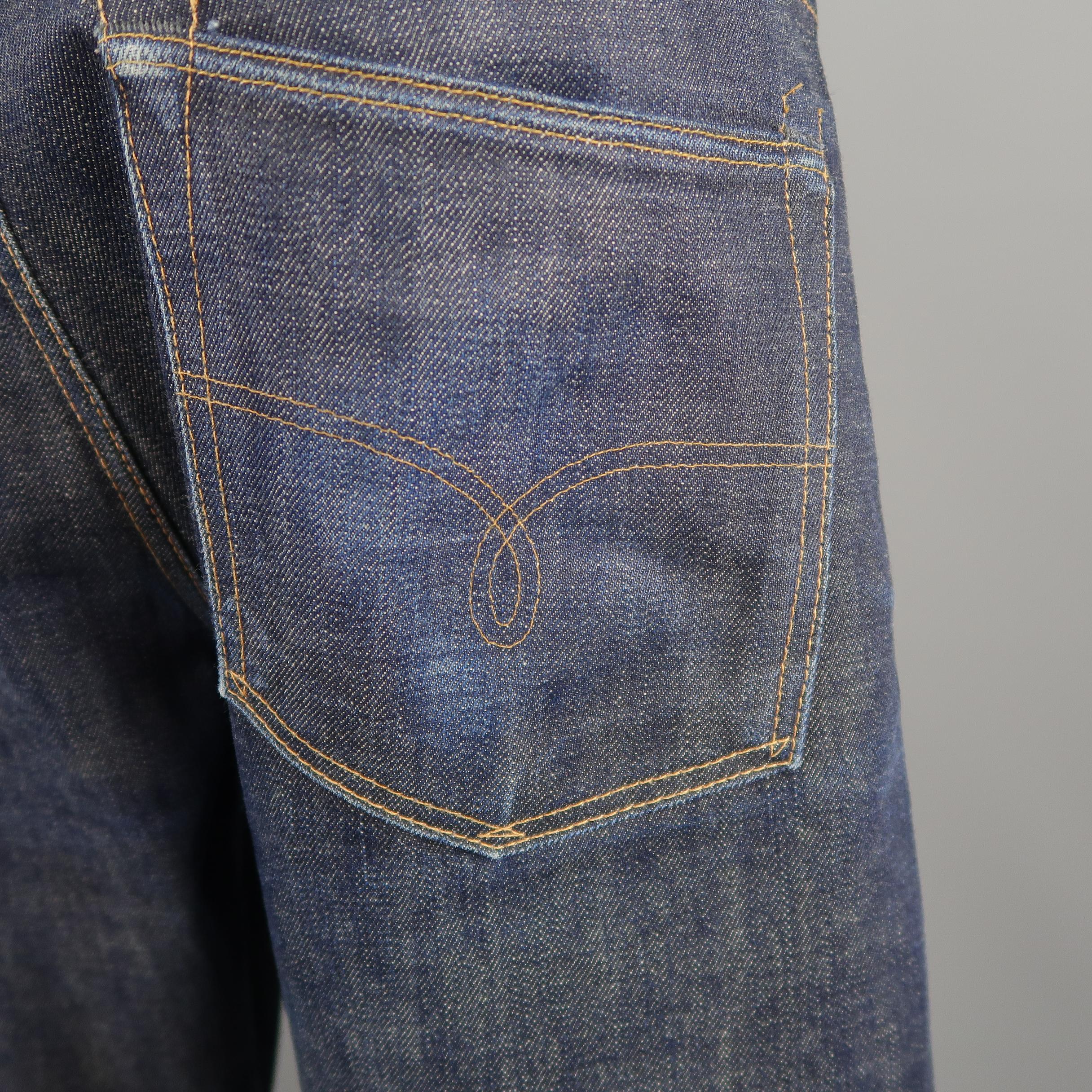 RRL by Ralph Lauren Worn Indigo Contrast Stitch Selvage Denim Jeans 1
