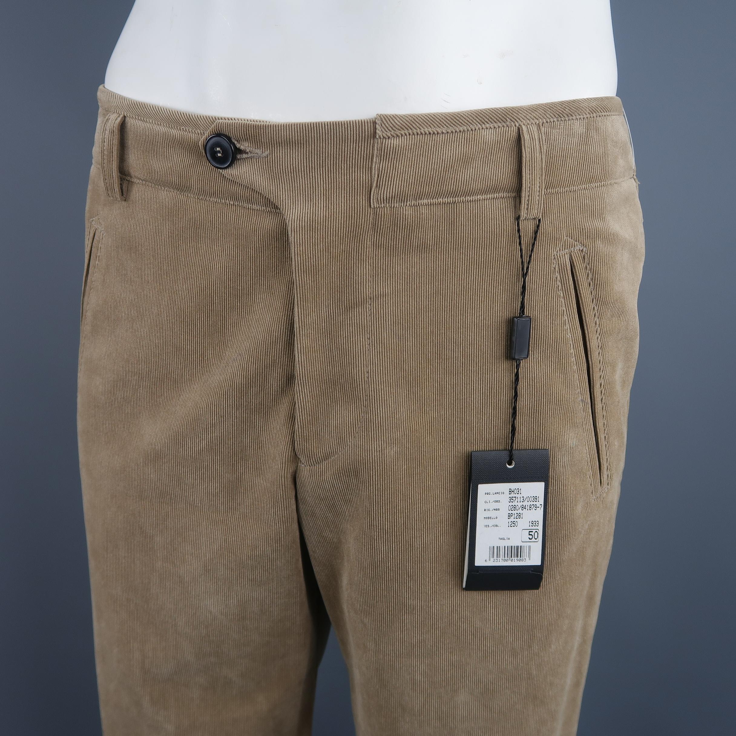 Giorgio Armani Tan Corduroy Dress Pants In New Condition In San Francisco, CA