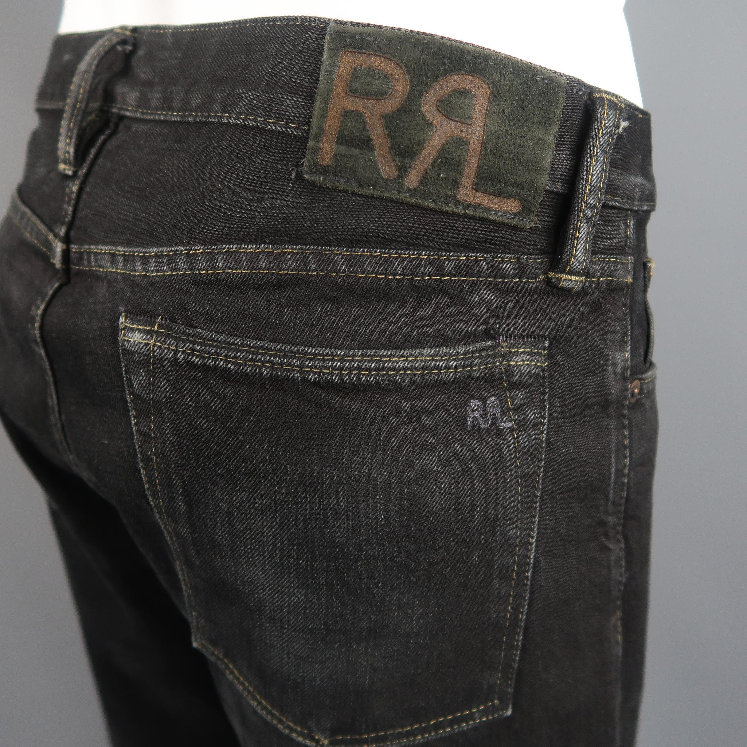 RRL by Ralph Lauren Black Washed Selvedge Denim Jeans In Good Condition In San Francisco, CA