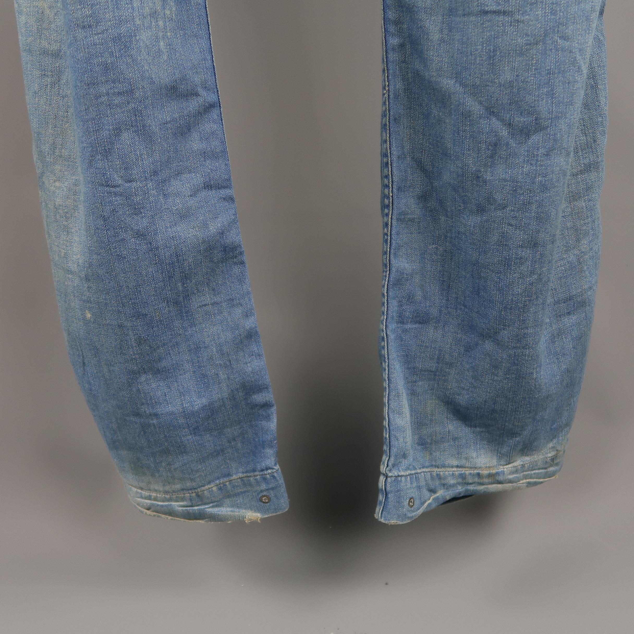 RRL By Ralph Lauren Blue Distressed Stitching Denim Cargo Pants 8