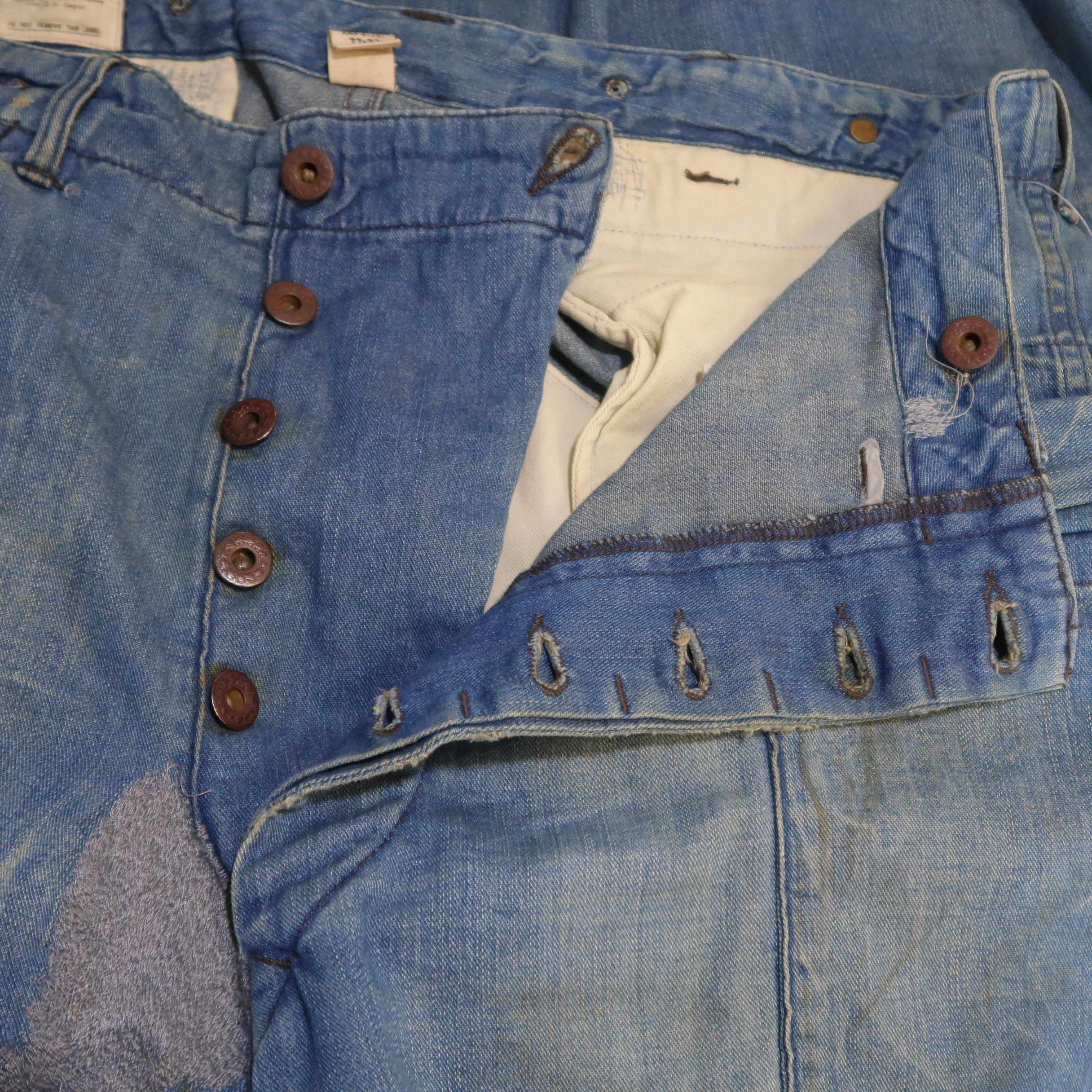 RRL By Ralph Lauren Blue Distressed Stitching Denim Cargo Pants 9