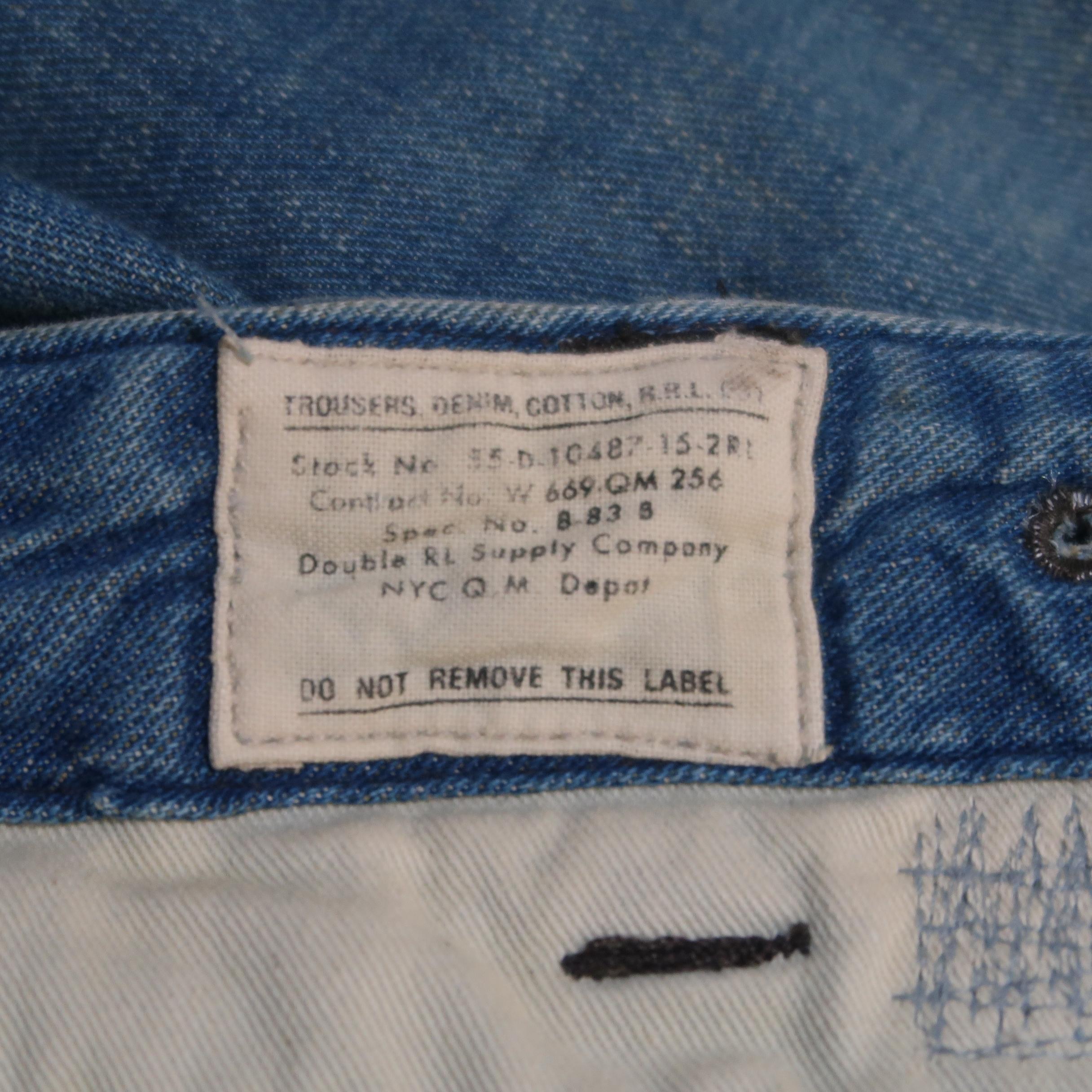 RRL By Ralph Lauren Blue Distressed Stitching Denim Cargo Pants 10