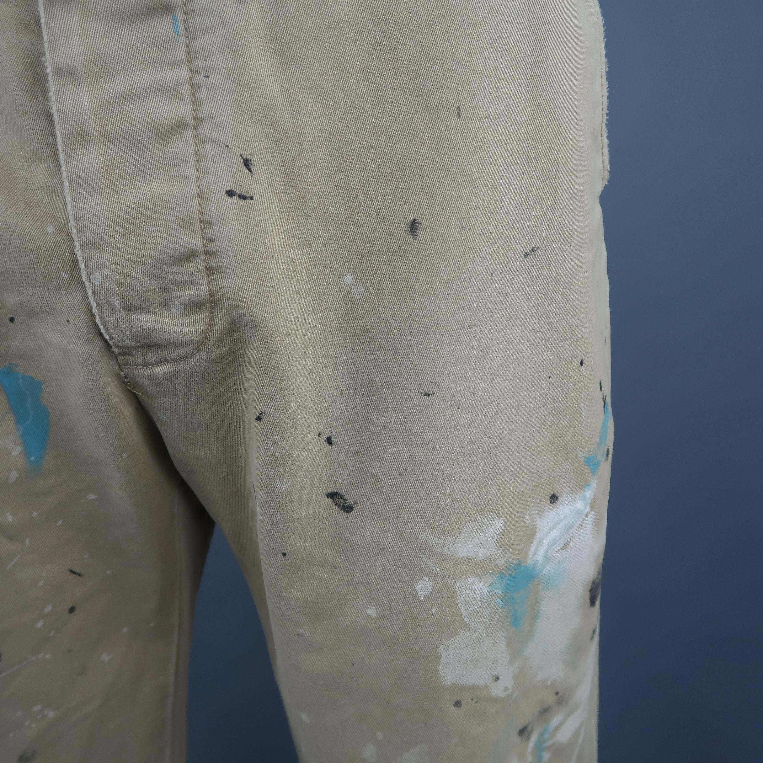 Ralph Lauren Khaki Paint Splattered Cotton Casual Chino Pants at 1stDibs |  paint splatter chinos, paint splatter pants, paint splattered pants
