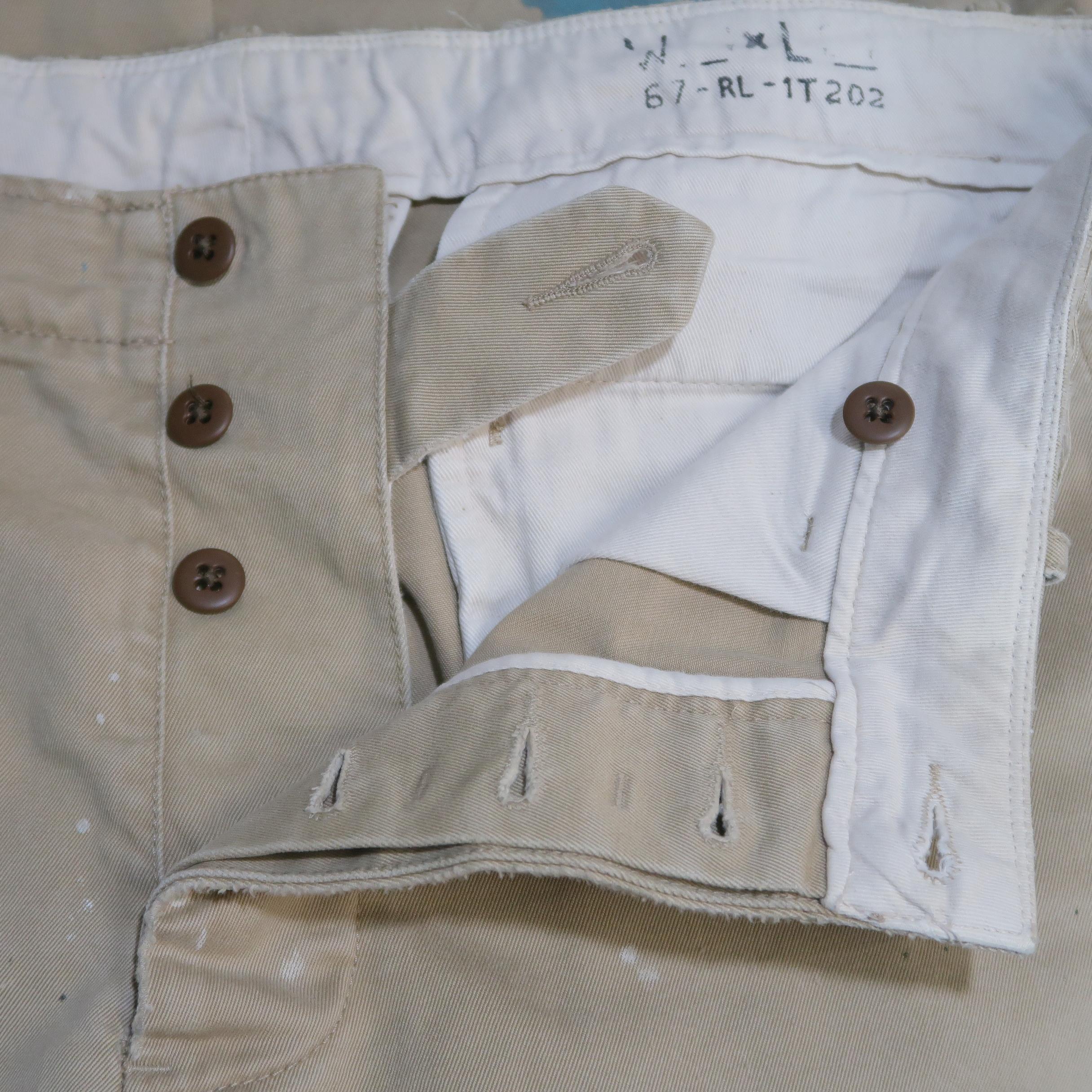 Ralph Lauren Khaki Paint Splattered Cotton Casual Chino Pants 5